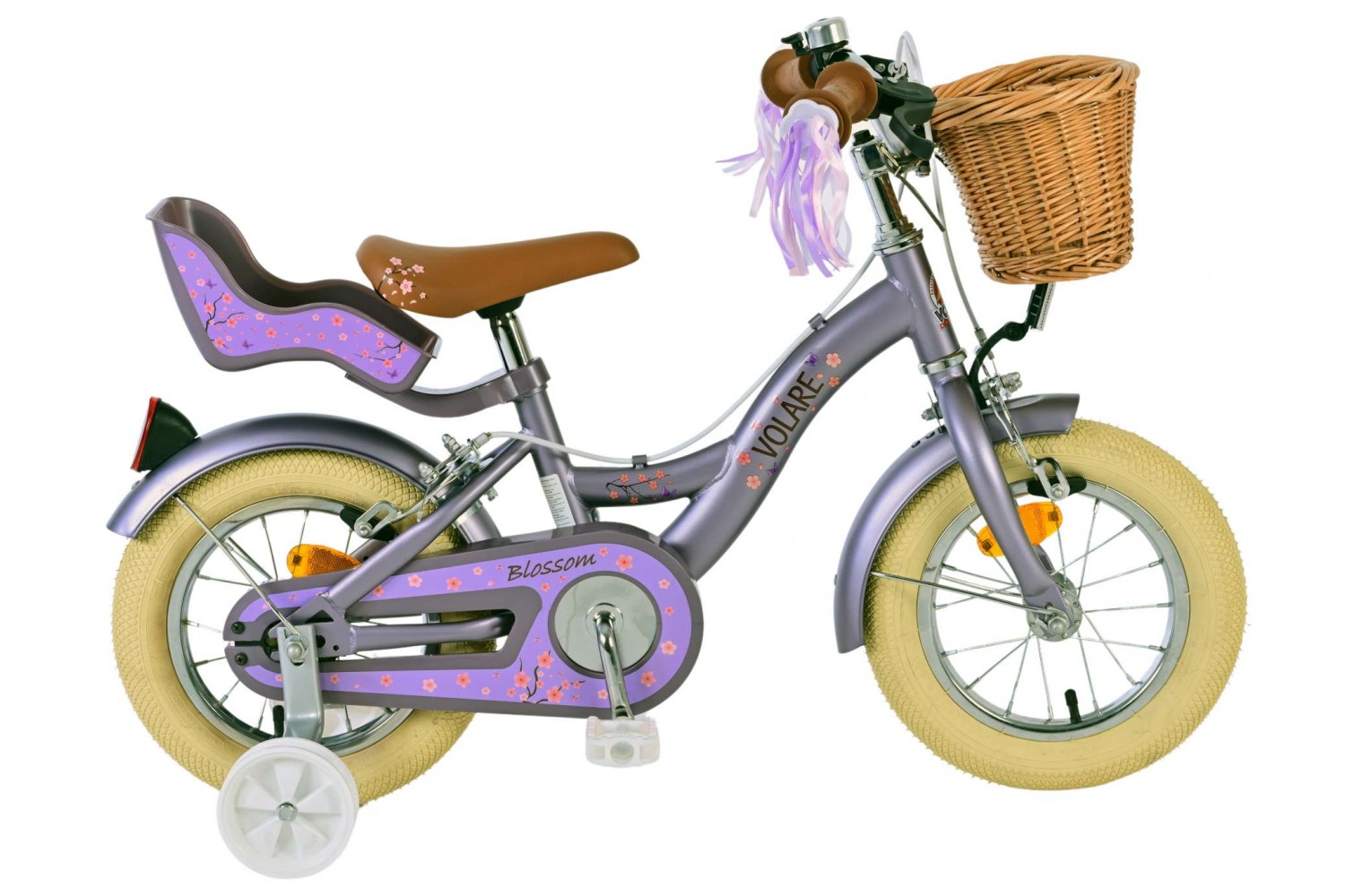 Volare Blossom Kinderfahrrad - Mädchen - 12 Zoll Lila | Zwei Handbremsen