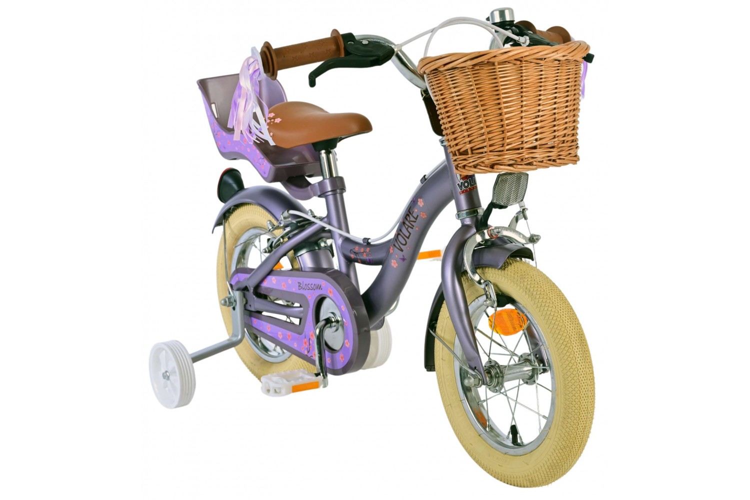 Volare Blossom Kinderfahrrad - Mädchen - 12 Zoll Lila | Zwei Handbremsen