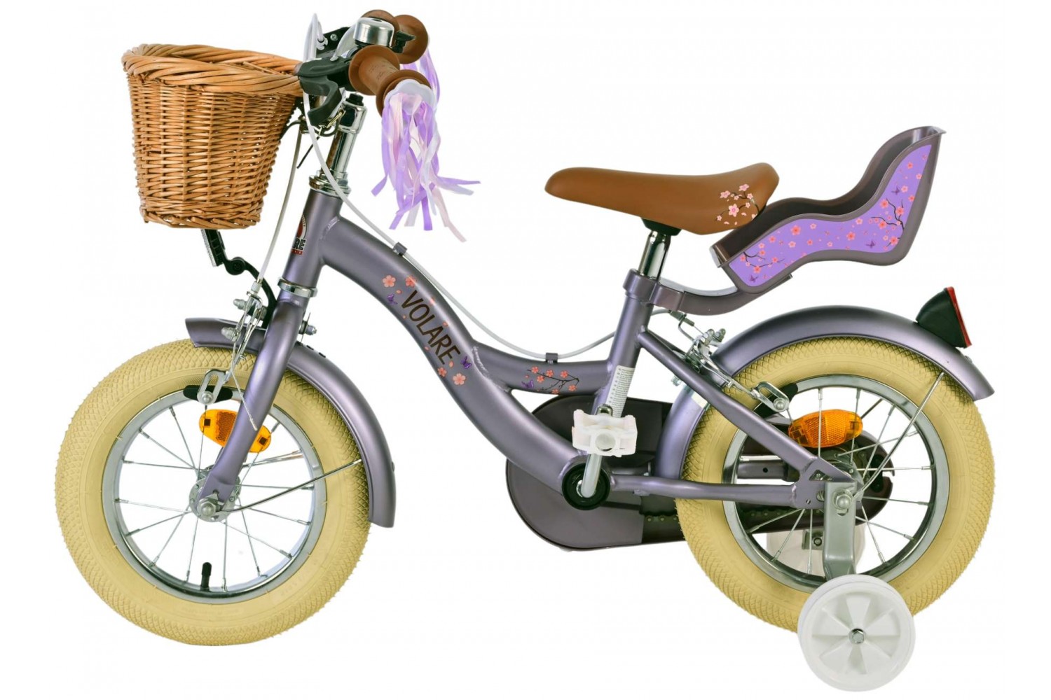 Volare Blossom Kinderfahrrad - Mädchen - 12 Zoll Lila | Zwei Handbremsen