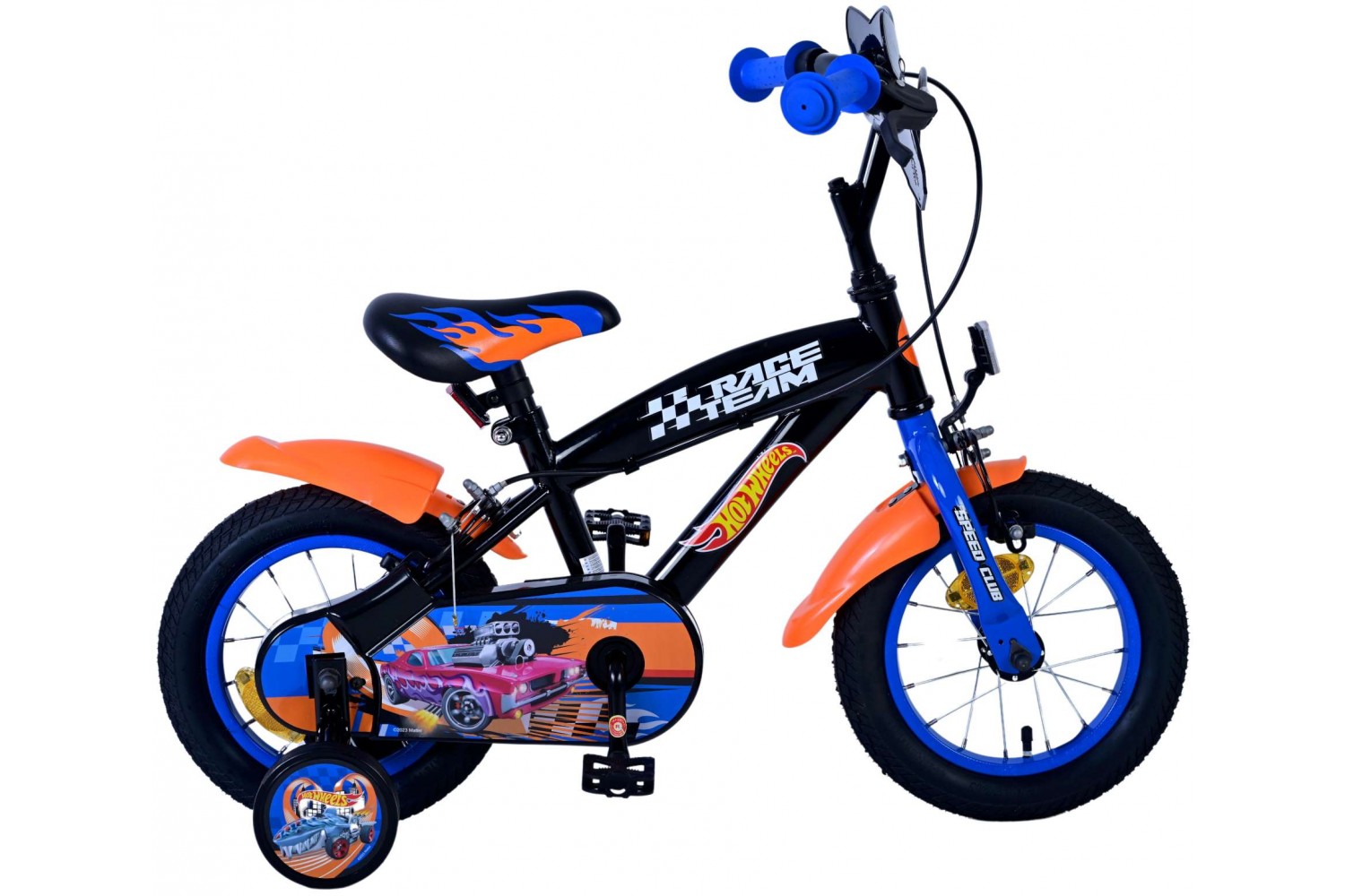 Hot Wheels Kinderfahrrad Jungen 12 Zoll Schwarz Orange Blau | 2 Handbremsen
