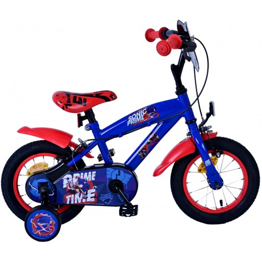 Sonic Prime Kinderfahrrad Jungen 12 Zoll Blau Rot | 2 Handbremsen (keine Rücktrittbremse)