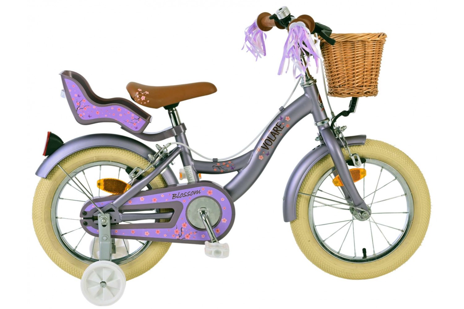 Volare Blossom Kinderfahrrad Mädchen 14 Zoll Weiß | 2 Handbremsen