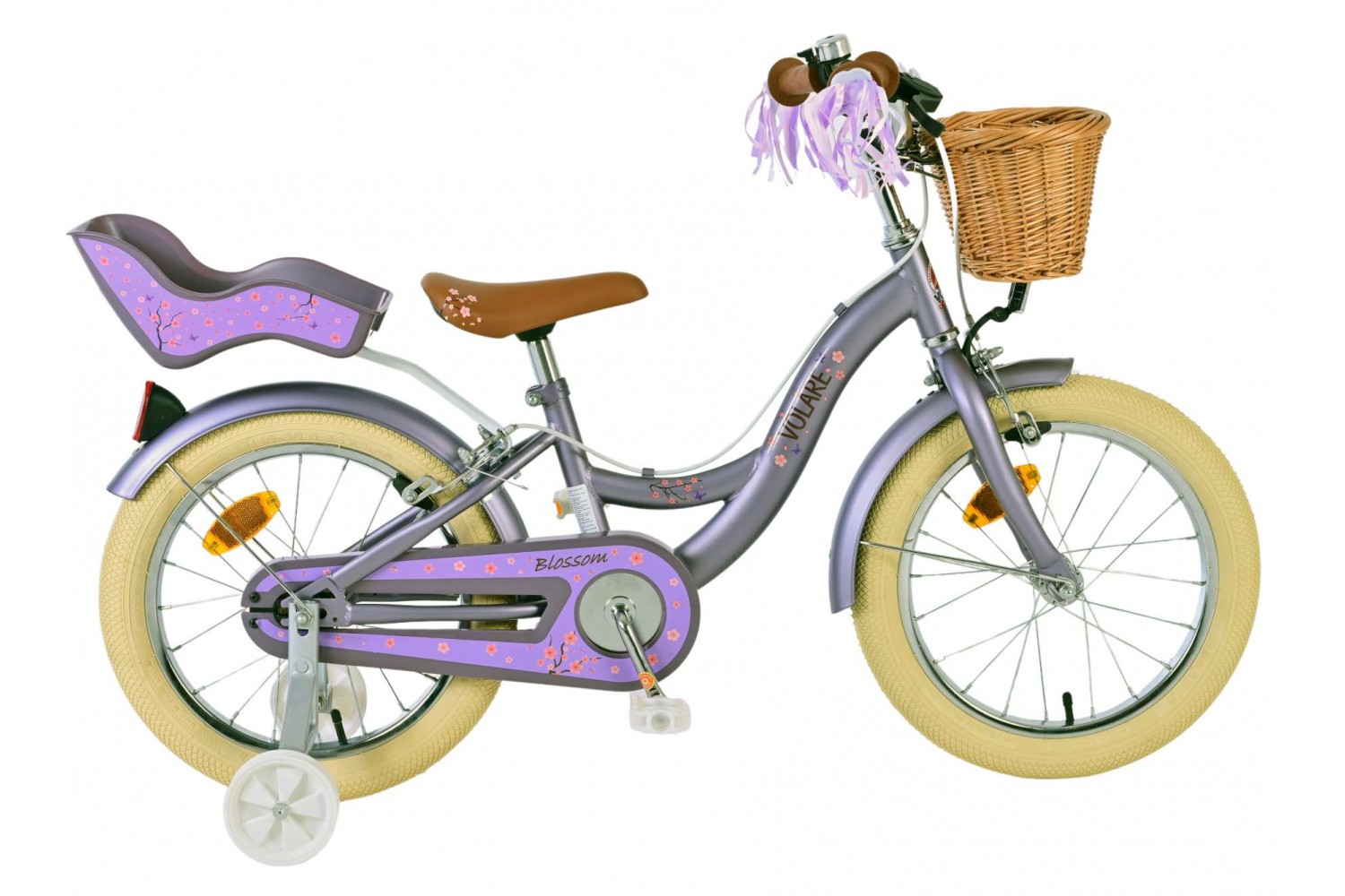 Volare Blossom Kinderfahrrad Mädchen 16 Zoll Lila | Zwei Handbremsen