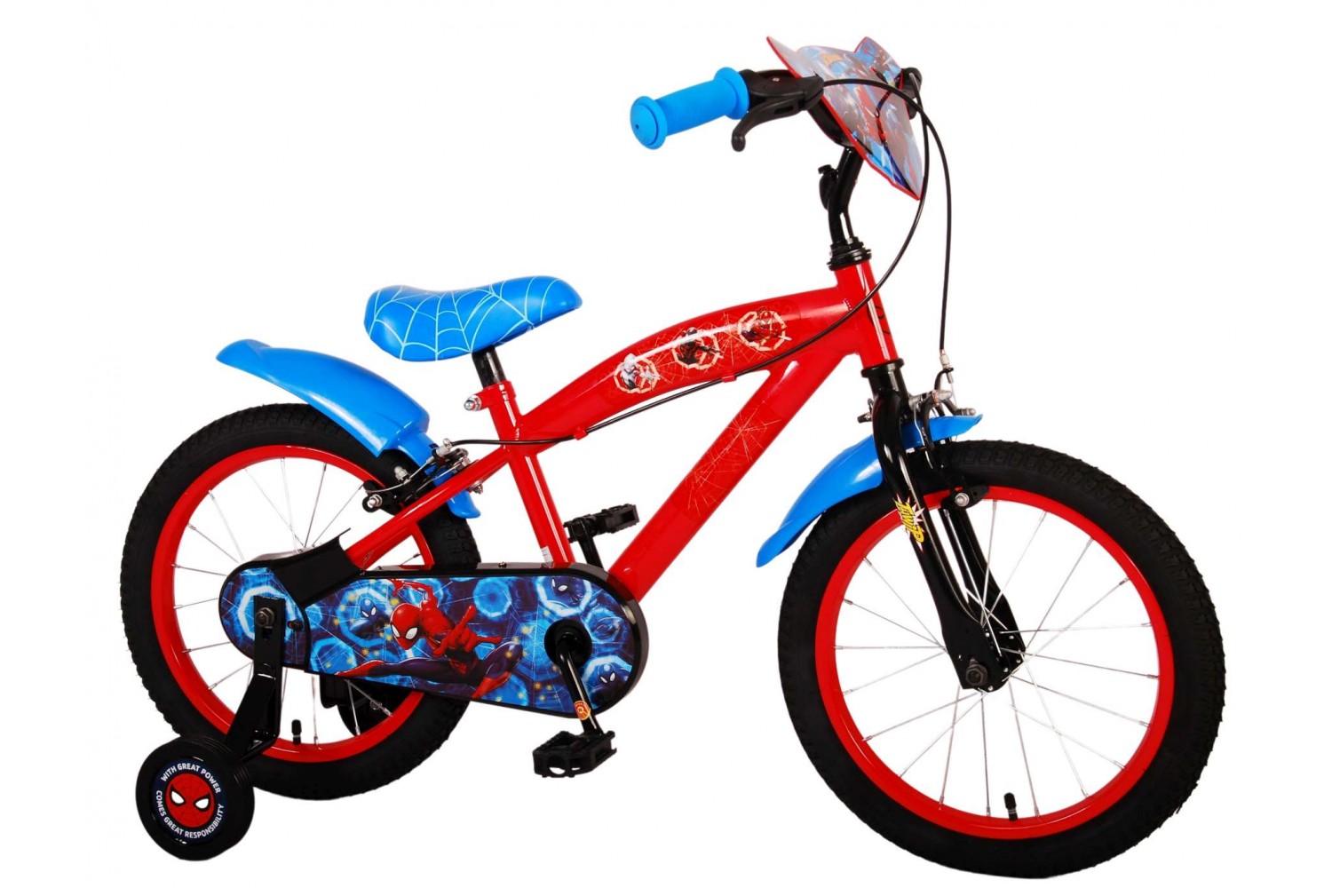 Ultimate SpiderMan Kinderfahrrad Jungen 16 Zoll Blau/Rot | 2 Handbremsen