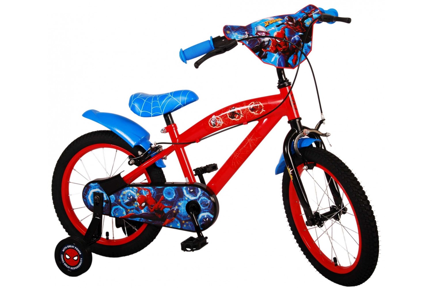 Ultimate SpiderMan Kinderfahrrad Jungen 16 Zoll Blau/Rot | 2 Handbremsen