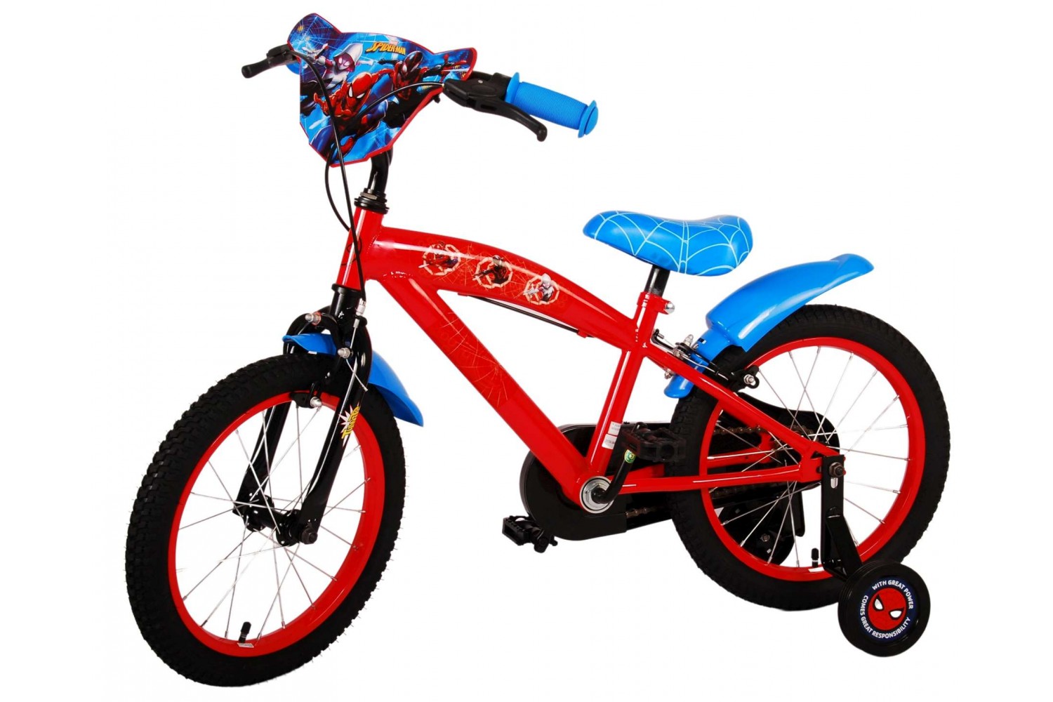 Ultimate SpiderMan Kinderfahrrad Jungen 16 Zoll Blau/Rot | 2 Handbremsen