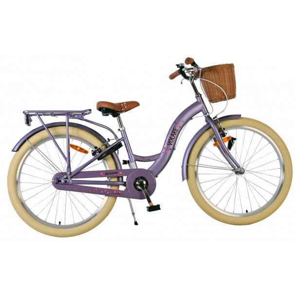 Volare Blossom Mädchenfahrrad 24 Zoll Lila | 2 Handbremsen (keine Rücktrittbremse)