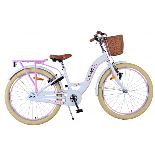 Volare Blossom Girls 24 Zoll Weiß | 2 Handbremsen (keine Rücktrittbremse)