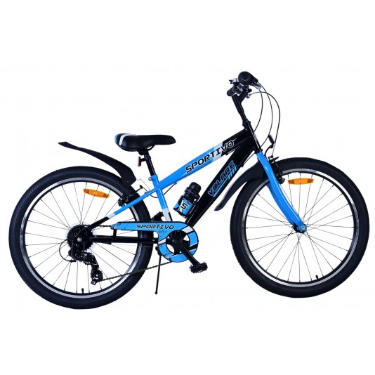 Volare Sportivo Kinderfahrrad Jungen 24 Zoll Schwarz Blau 7 Gänge