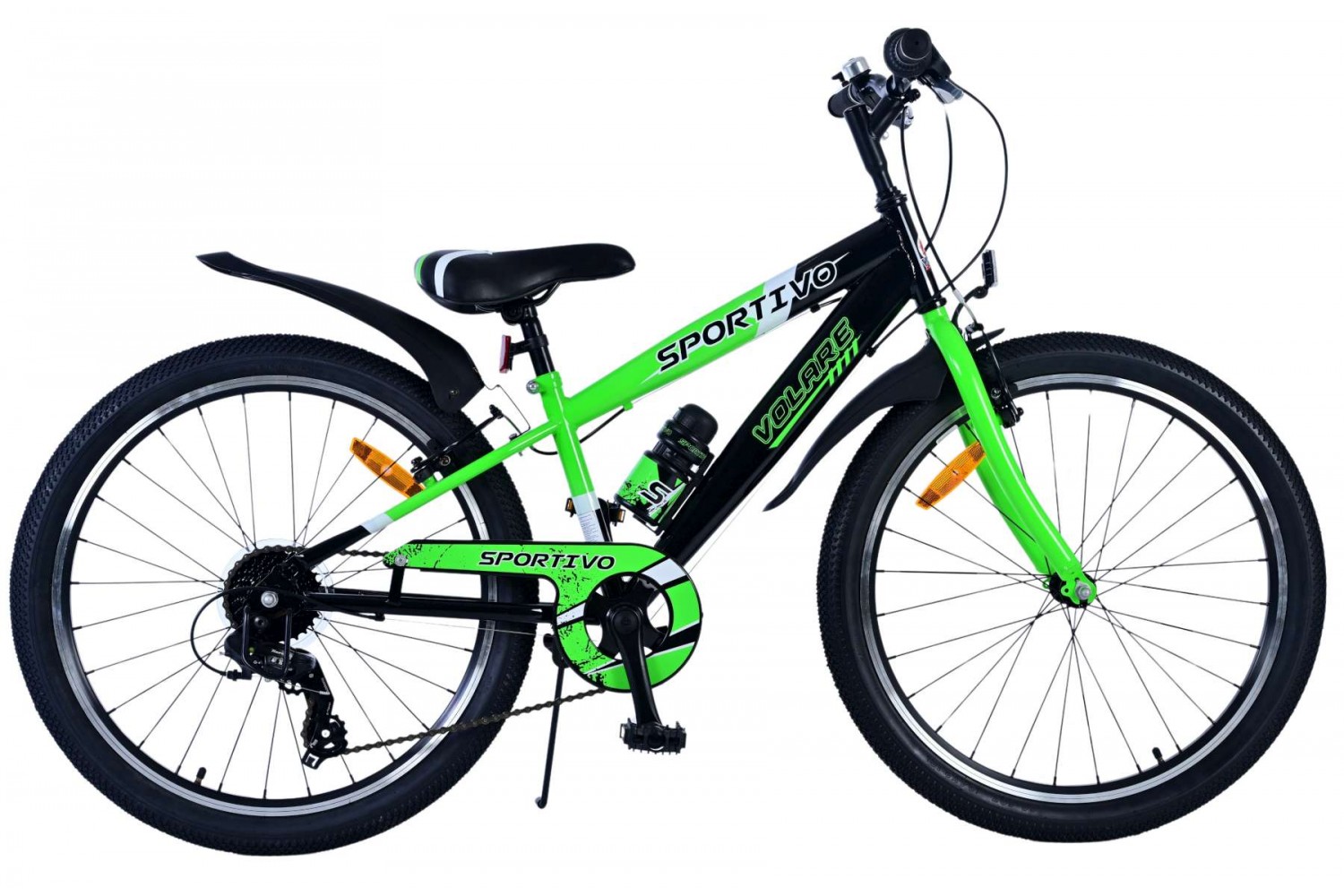 Volare Sportivo Kinderfahrrad Jungen 24 Zoll Schwarz Grün | 7 Gänge