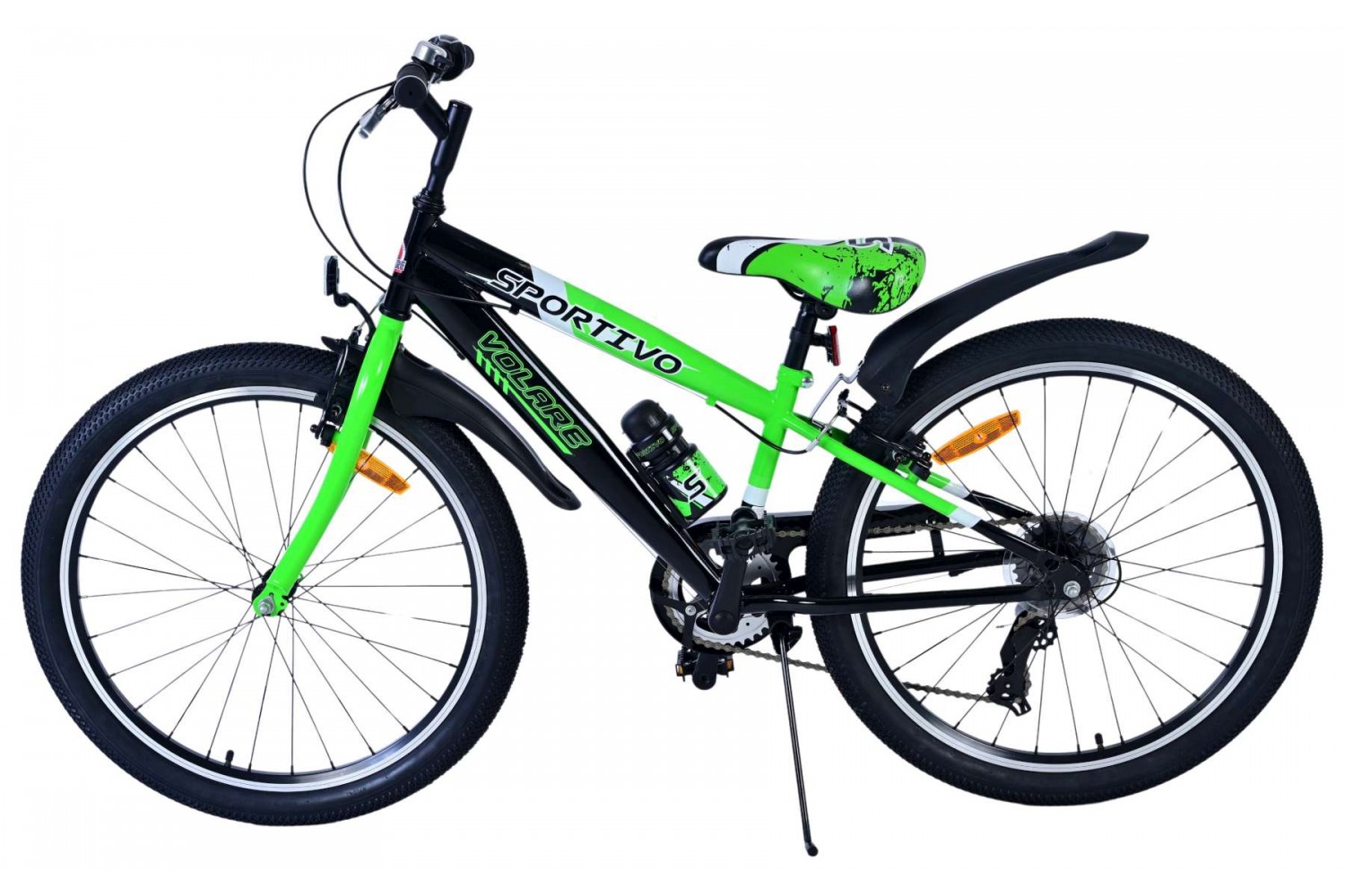 Volare Sportivo Kinderfahrrad Jungen 24 Zoll Schwarz Grün | 7 Gänge