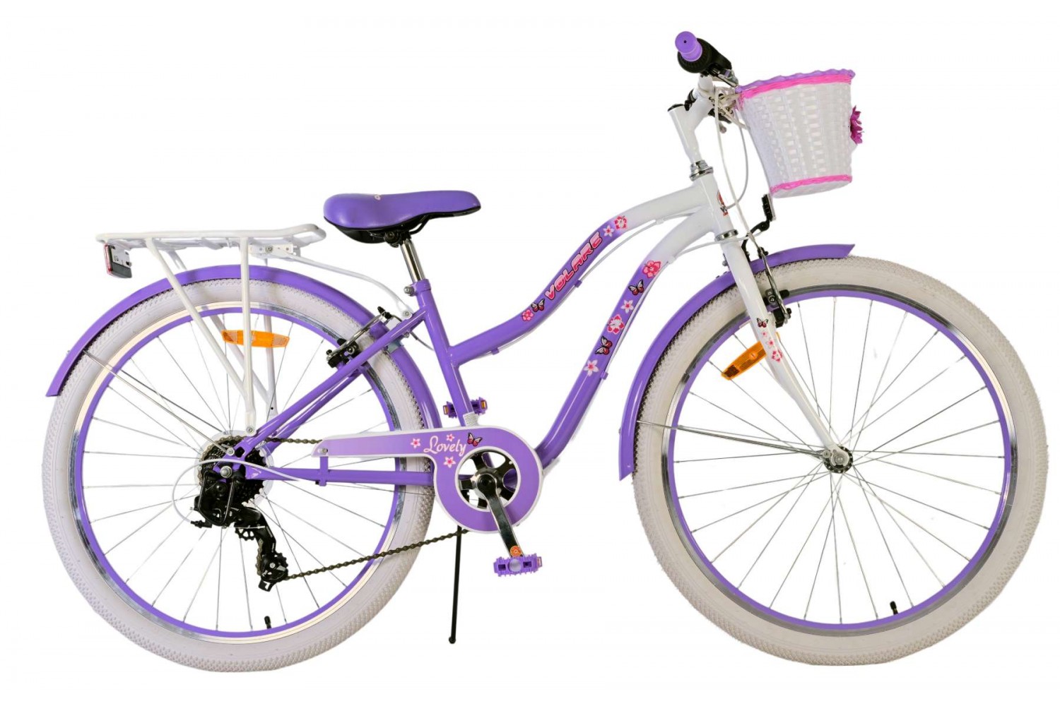 Volare Lovely Kinderfahrrad Mädchen 26 Zoll Lila | 7 Gänge