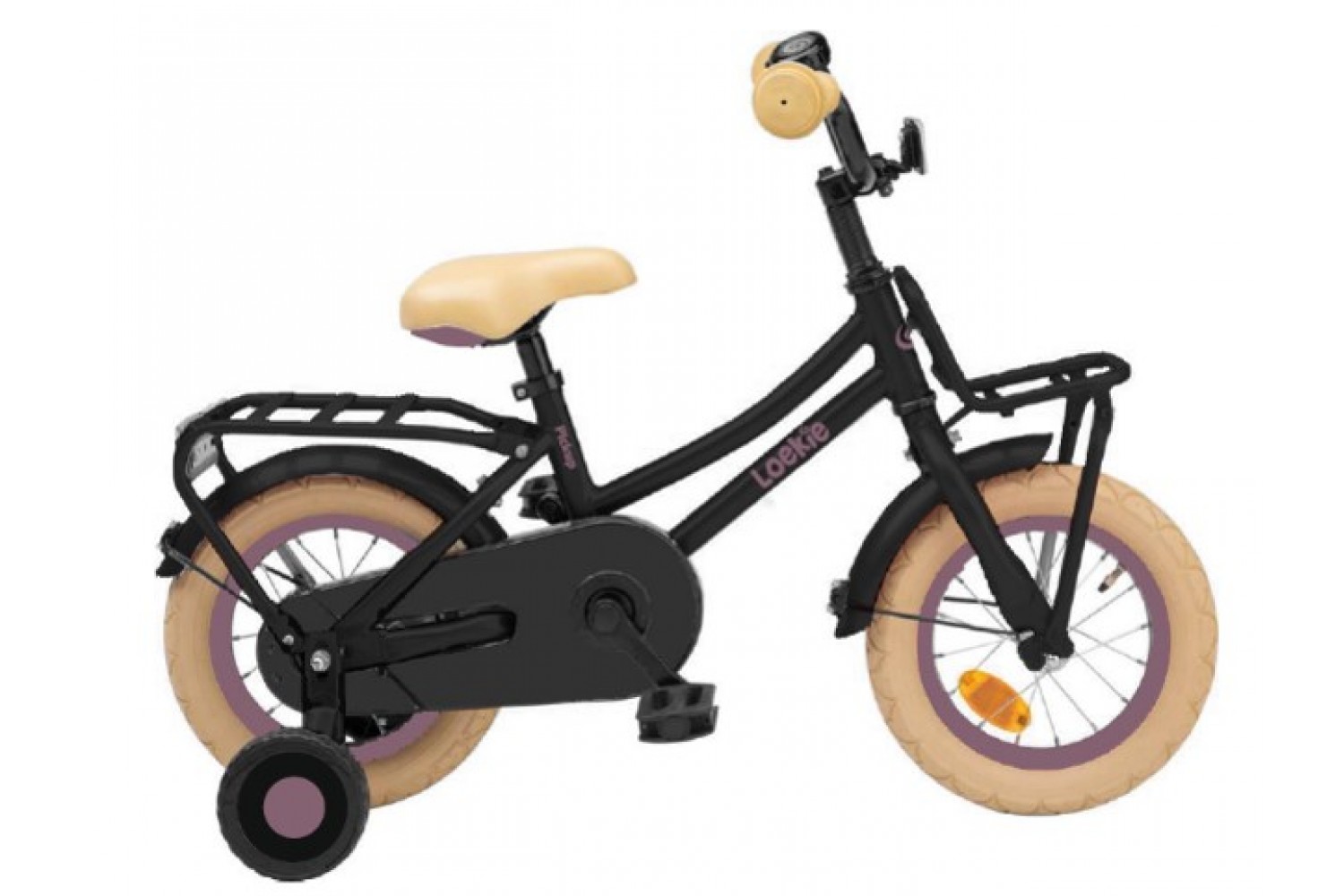 Loekie PACKD Kinderfahrrad 12 Zoll Mädchen Schwarz