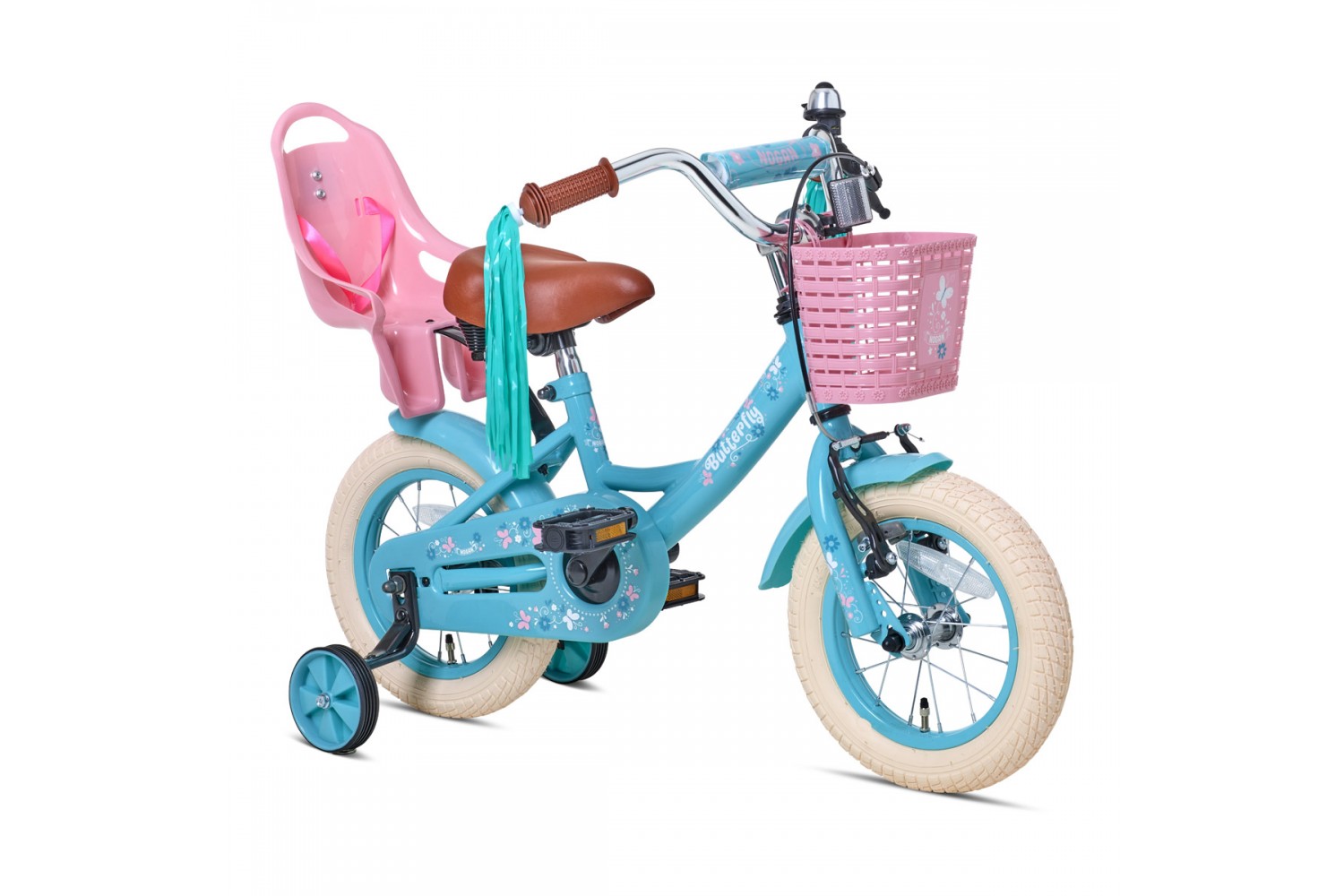 Nogan Butterfly Kinderfahrrad 12 Zoll Mädchen Türkis