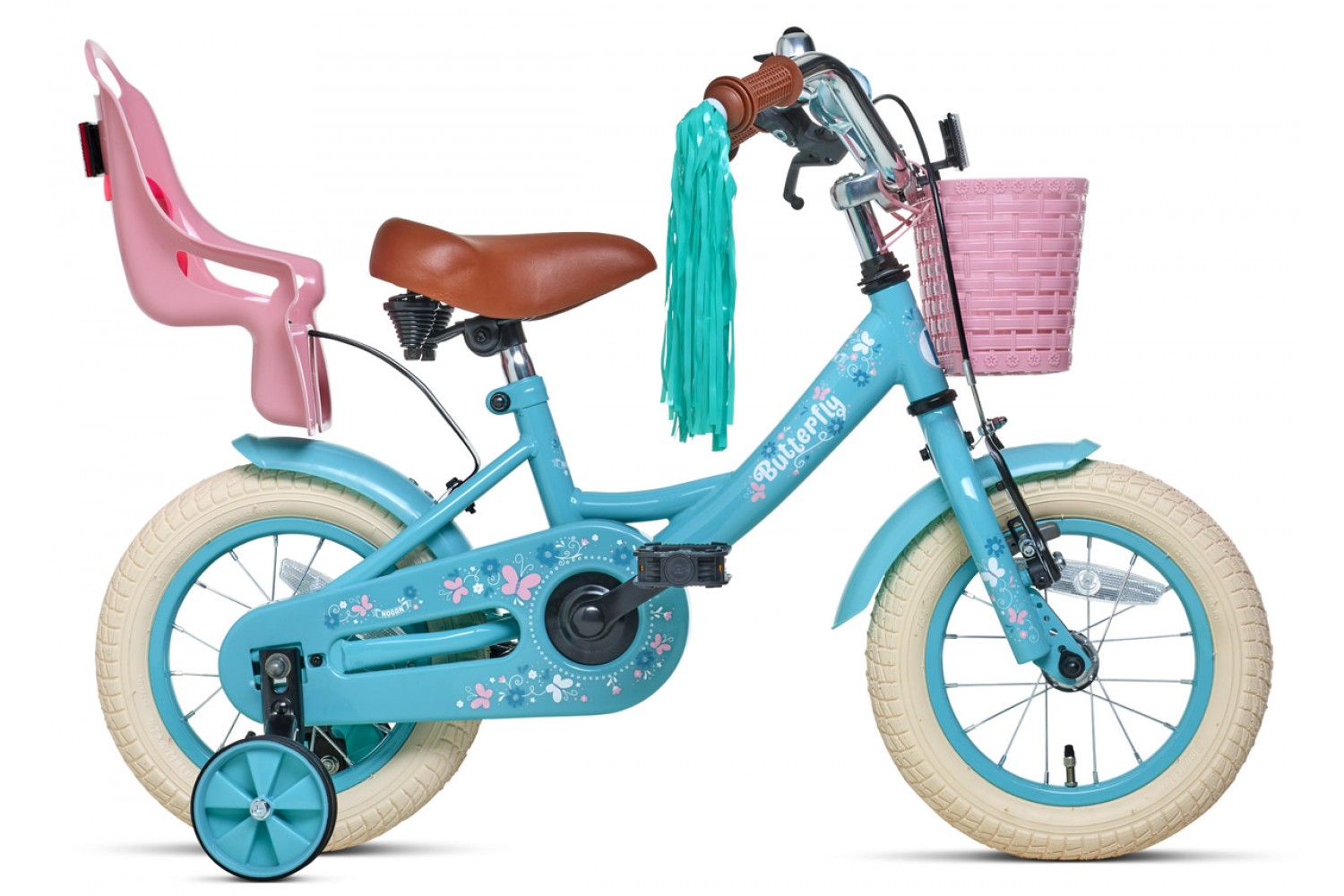 Nogan Butterfly Kinderfahrrad 12 Zoll Mädchen Türkis