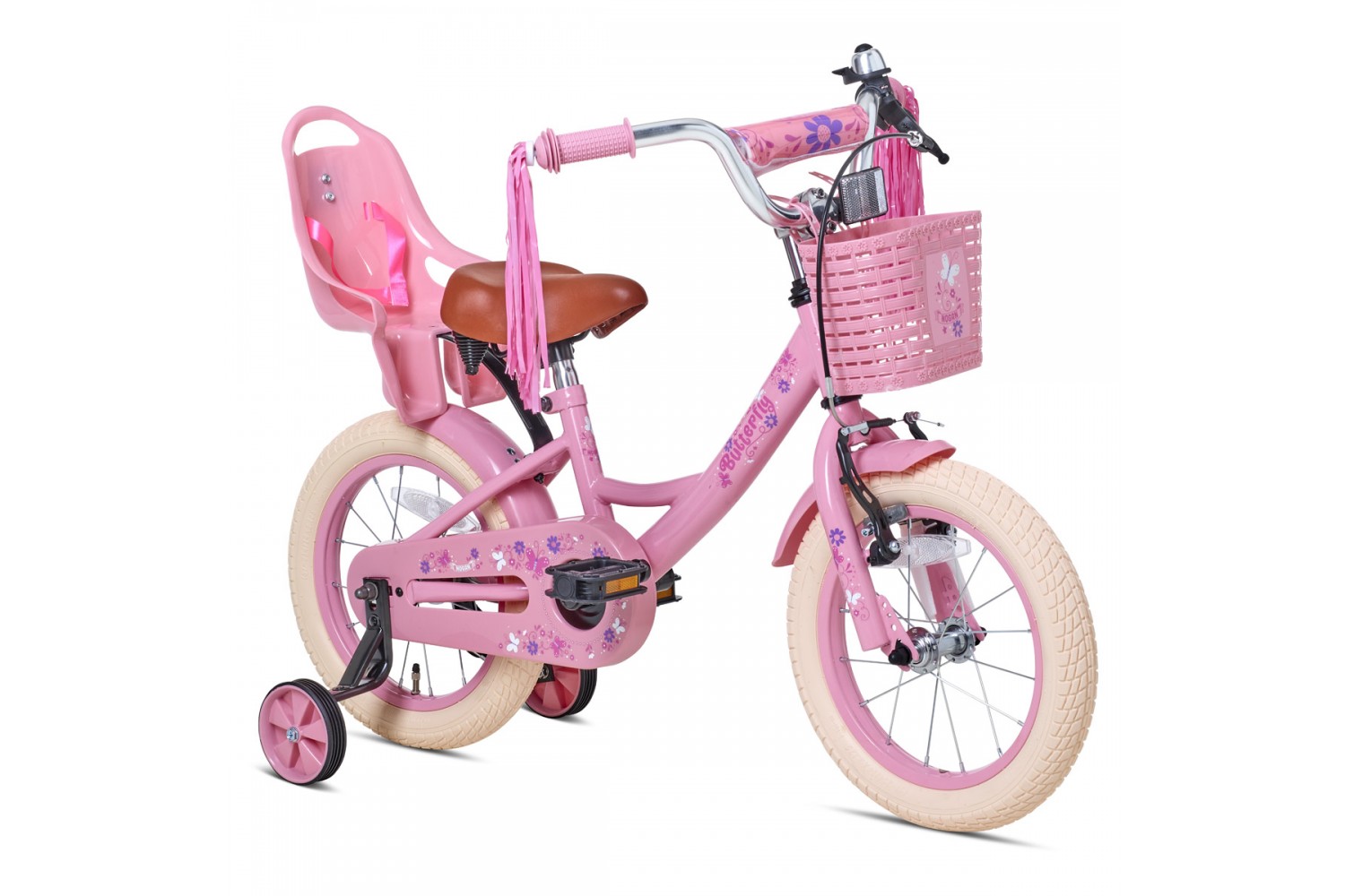 Nogan Butterfly Kinderfahrrad 14 Zoll Mädchen Fahrrad Rosa