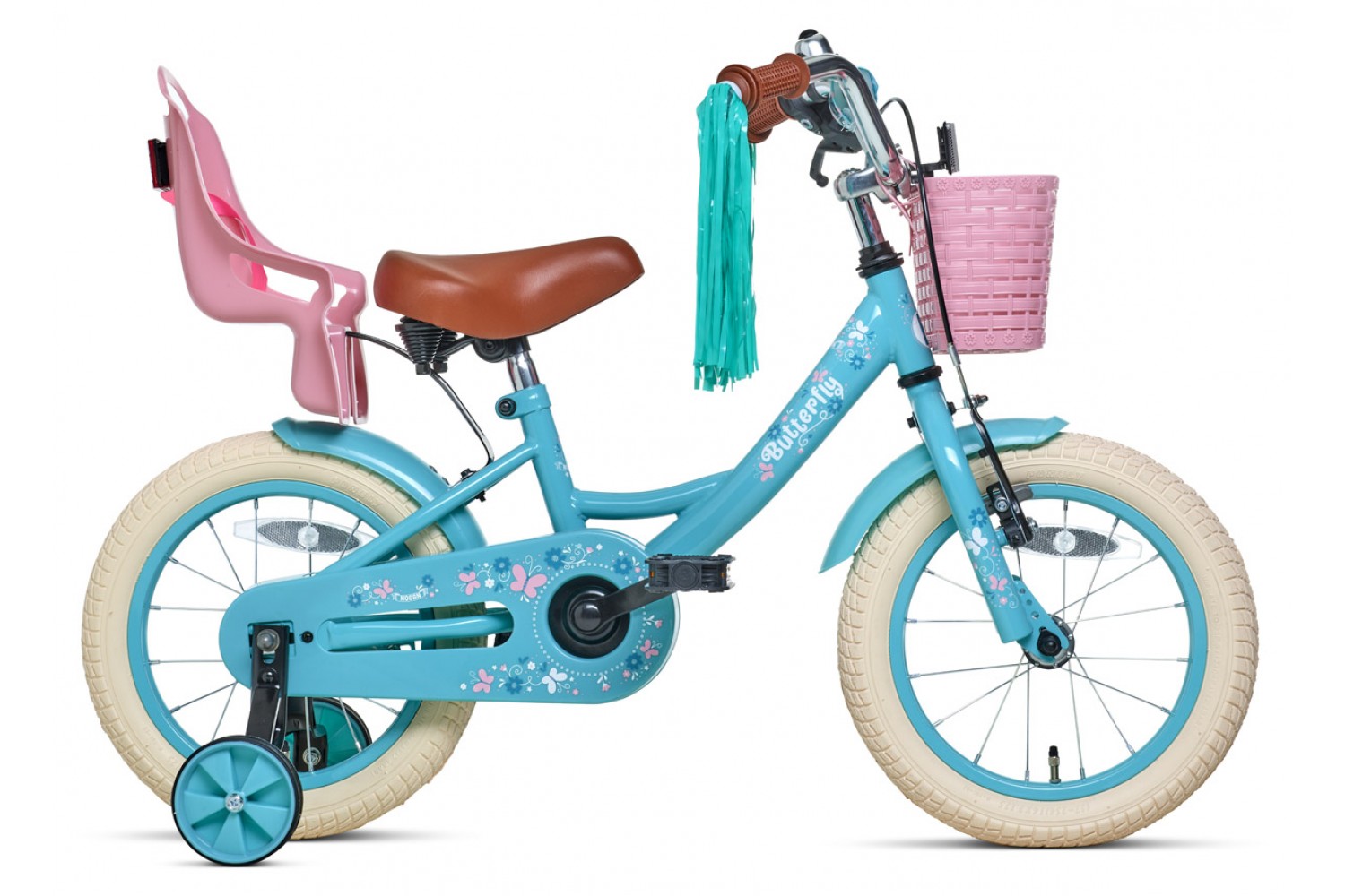 Nogan Butterfly Kinderfahrrad 14 Zoll Mädchen Fahrrad Türkis