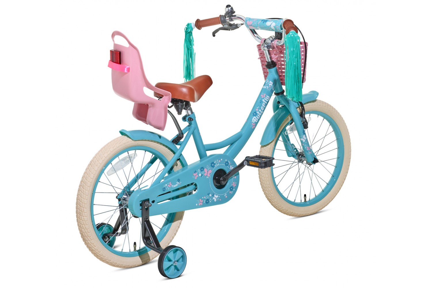 Nogan Butterfly Kinderfahrrad 18 Zoll Mädchen Fahrrad Türkis