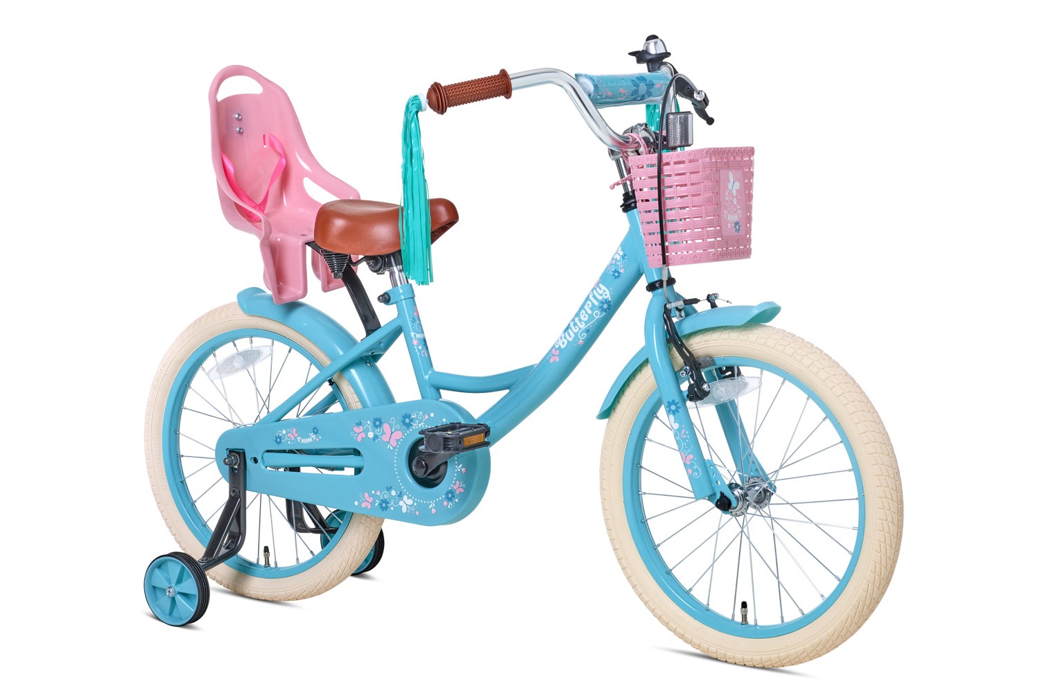 Nogan Butterfly Kinderfahrrad 18 Zoll Mädchen Fahrrad Türkis