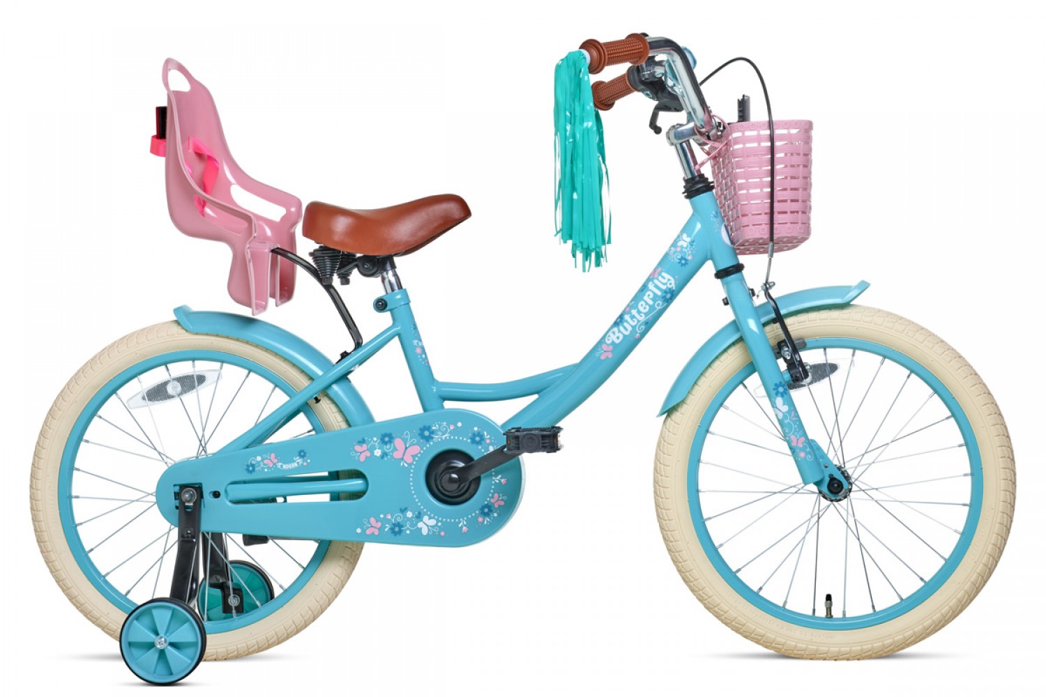 Nogan Butterfly Kinderfahrrad 18 Zoll Mädchen Fahrrad Türkis