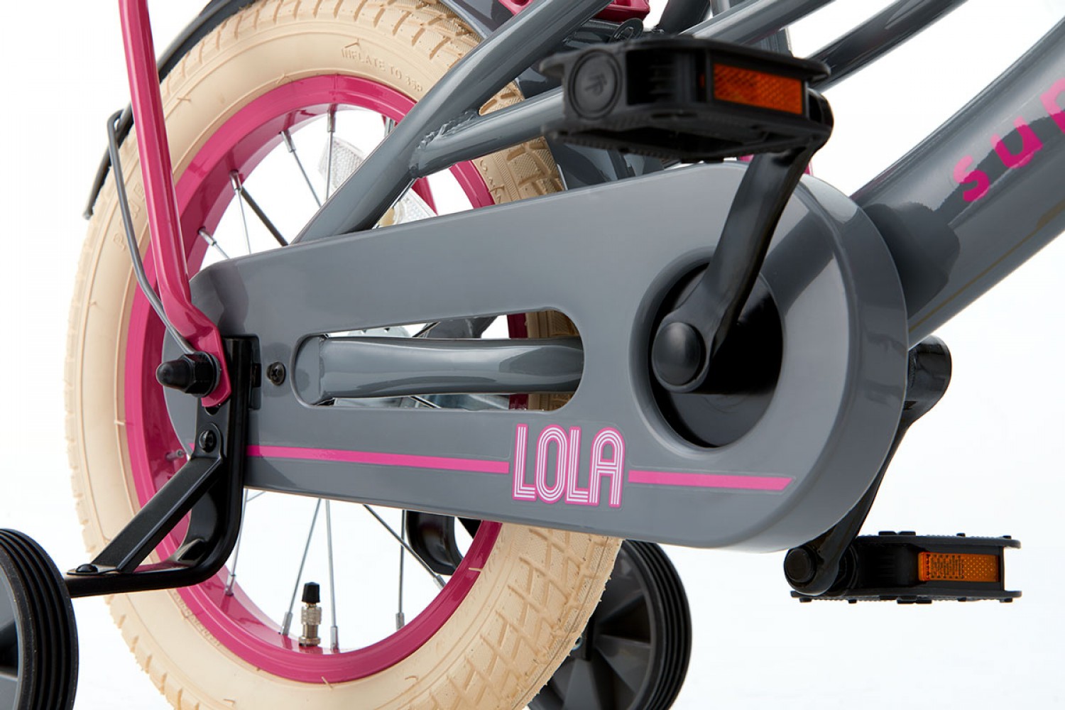 Supersuper Lola Kinderfahrrad 14 Zoll Mädchen Grau-Rosa