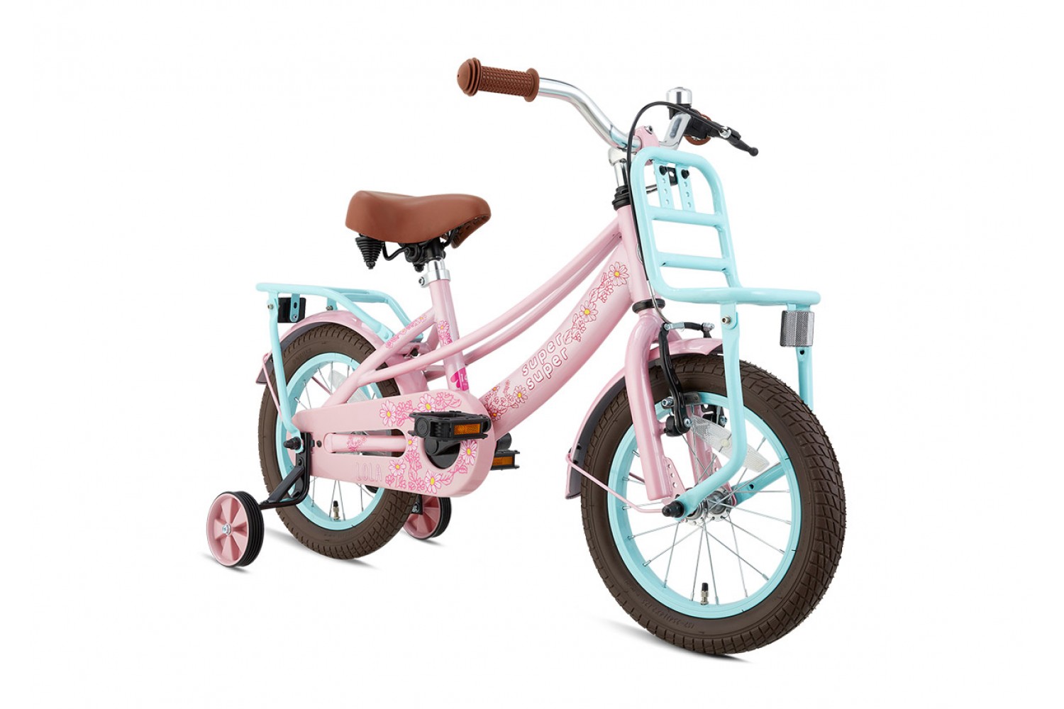 Supersuper Lola Kinderfahrrad 14 Zoll Mädchen Rosa-Türkis