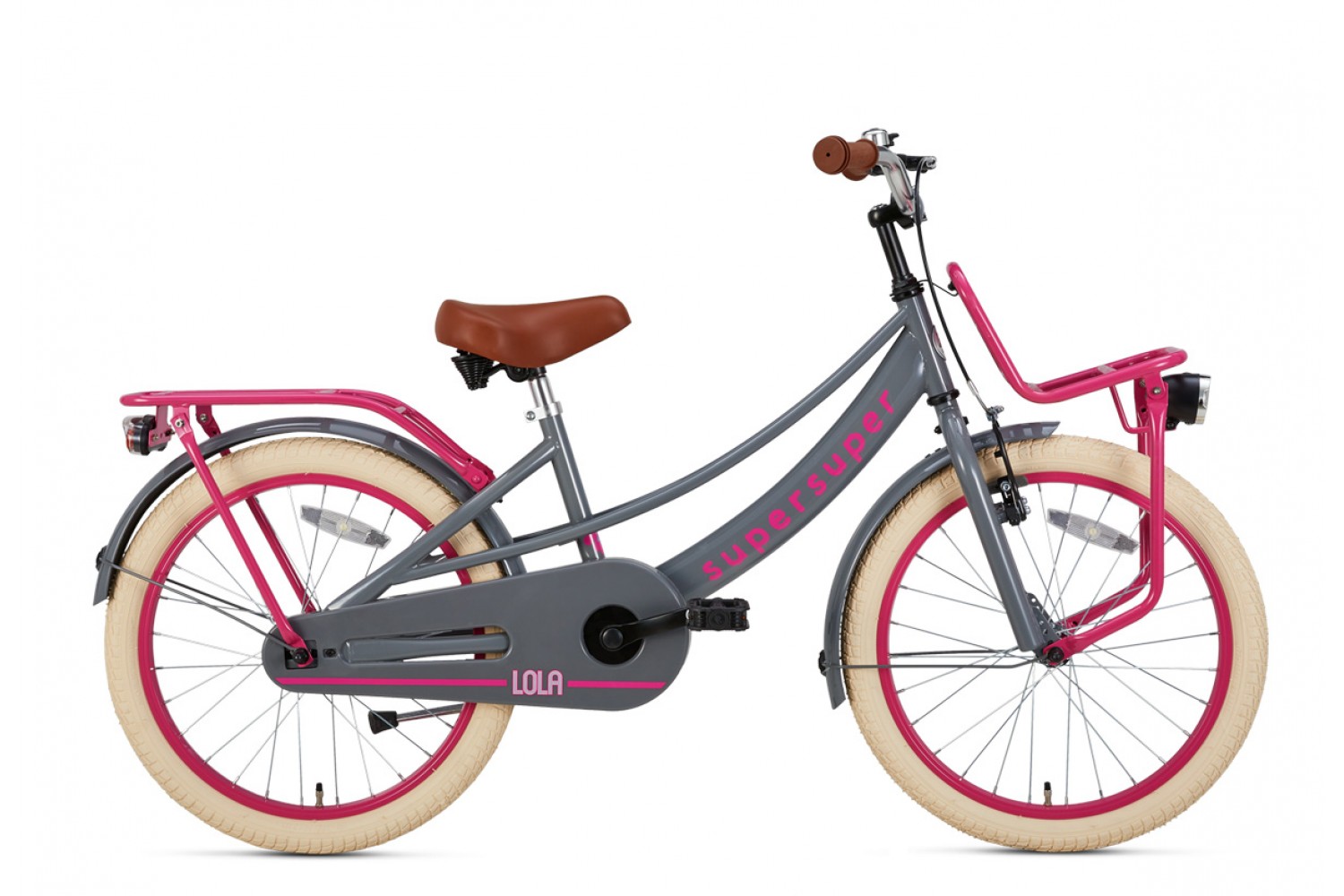 Supersuper Lola Kinderfahrrad 20 Zoll Mädchen Grau-Rosa