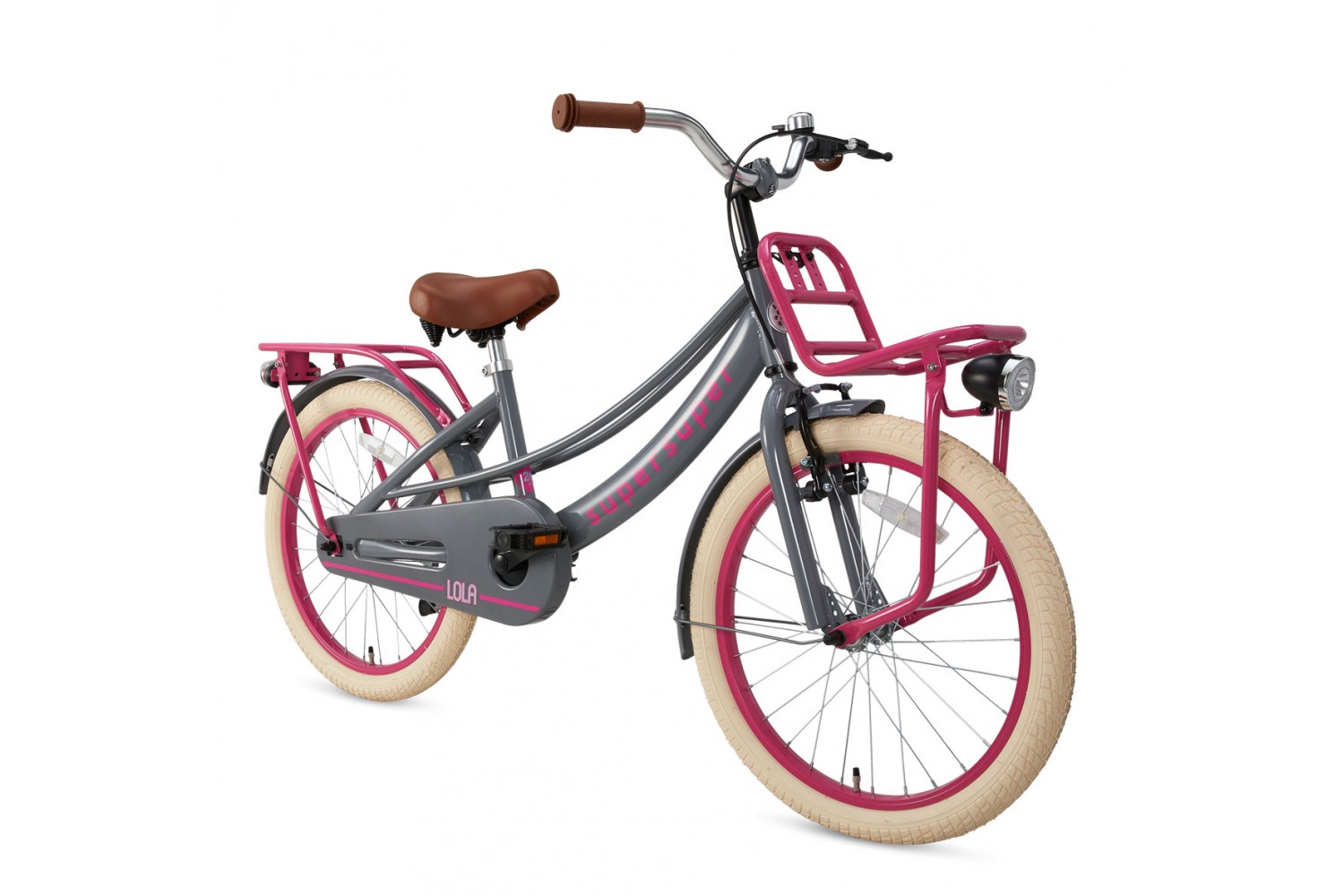 Supersuper Lola Kinderfahrrad 20 Zoll Mädchen Grau-Rosa