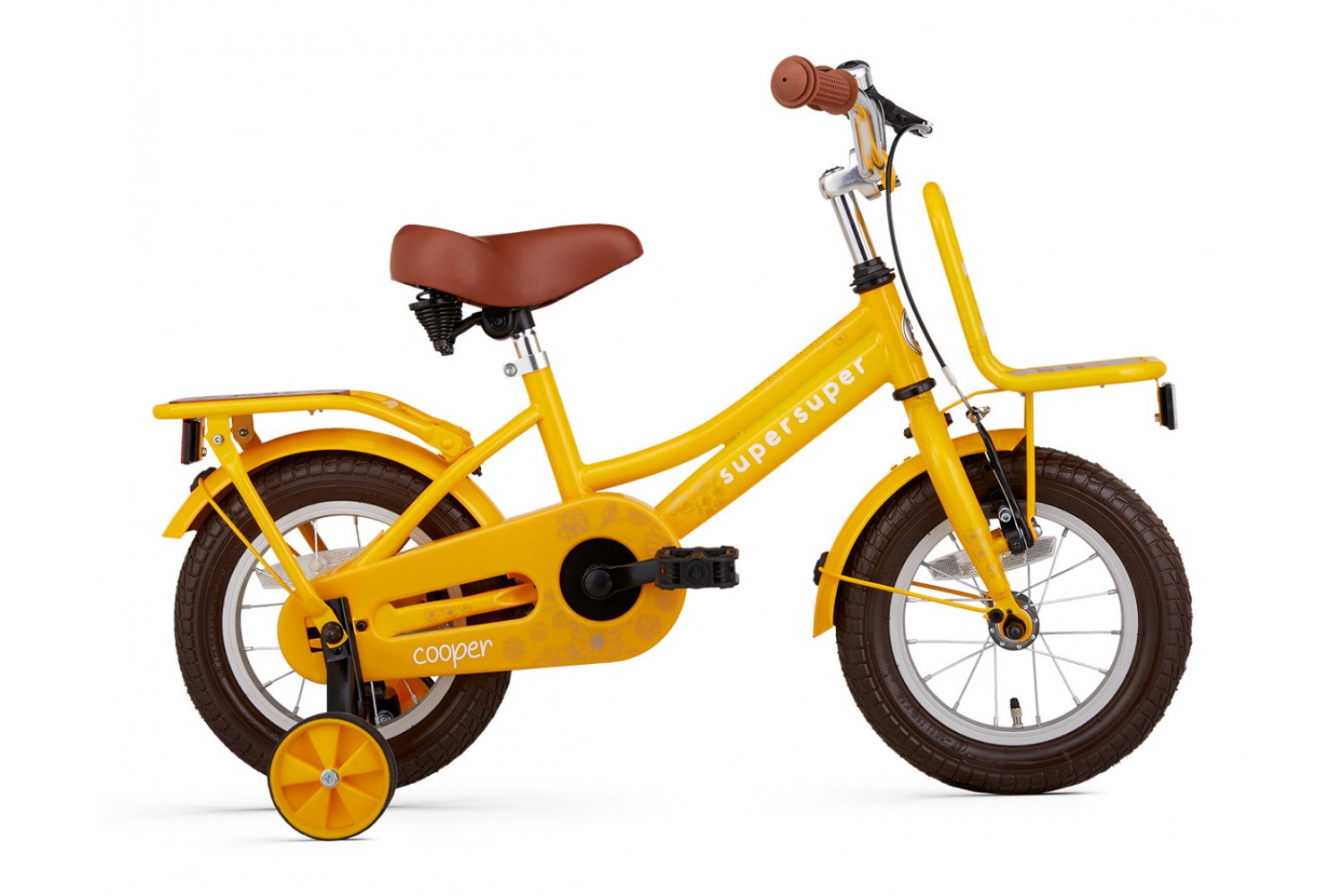 SuperSuper Cooper Bamboo Kinderfahrrad 12 Zoll Mädchen Gelb