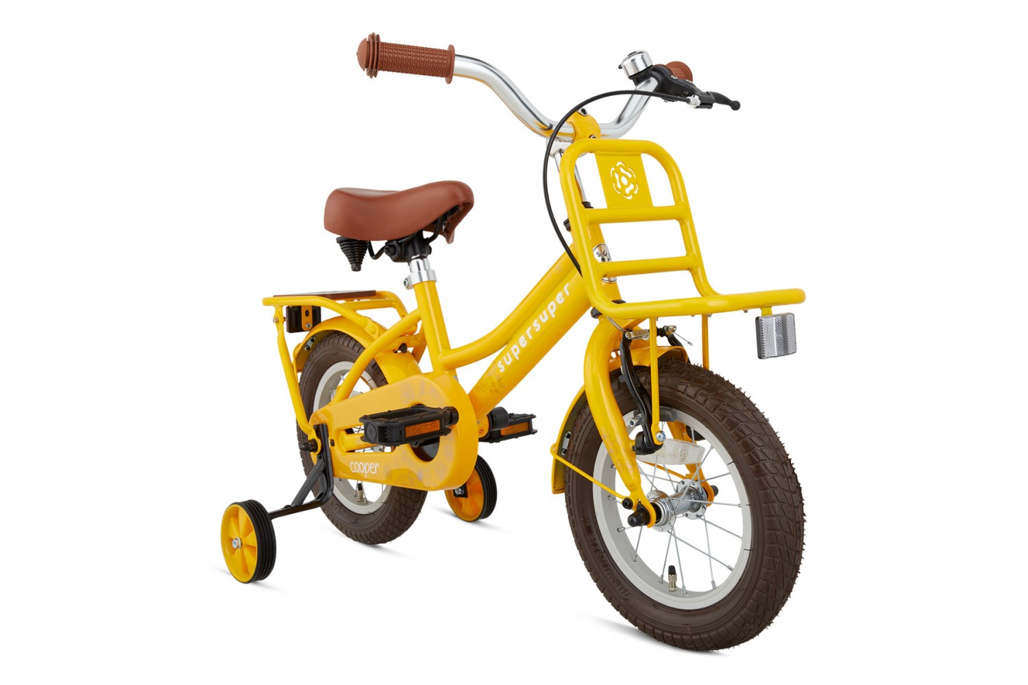 SuperSuper Cooper Bamboo Kinderfahrrad 12 Zoll Mädchen Gelb