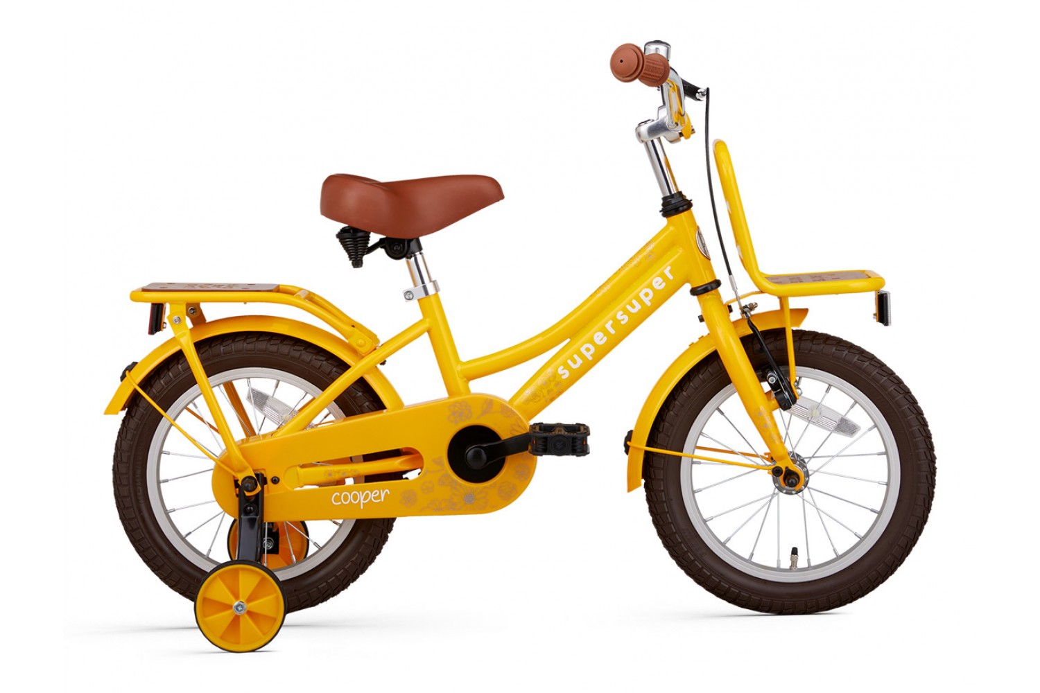 SuperSuper Cooper Bamboo Kinderfahrrad 14 Zoll Mädchen Gelb