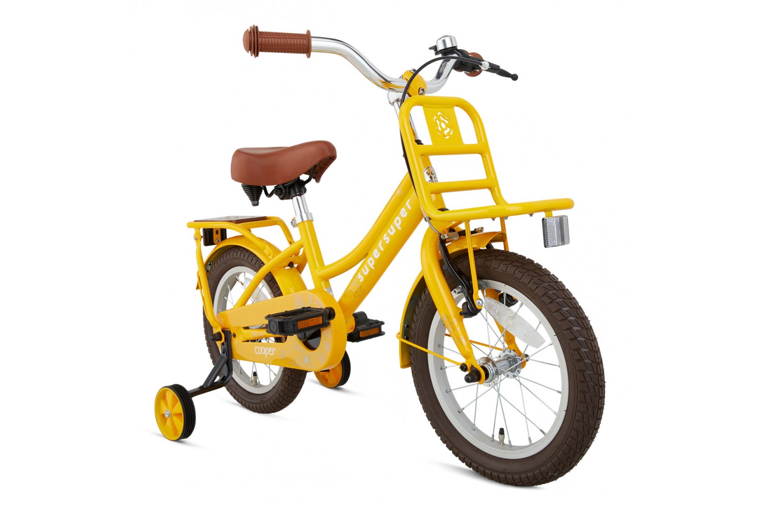 SuperSuper Cooper Bamboo Kinderfahrrad 14 Zoll Mädchen Gelb