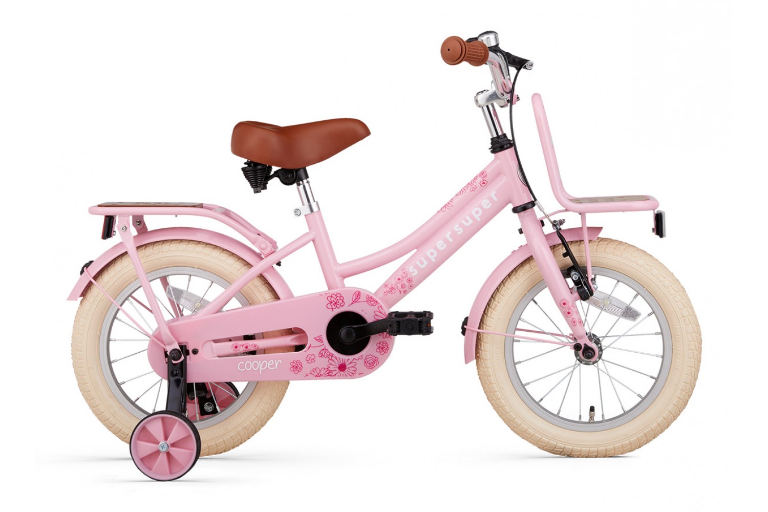 SuperSuper Cooper Bamboo Kinderfahrrad 14 Zoll Mädchen Rosa