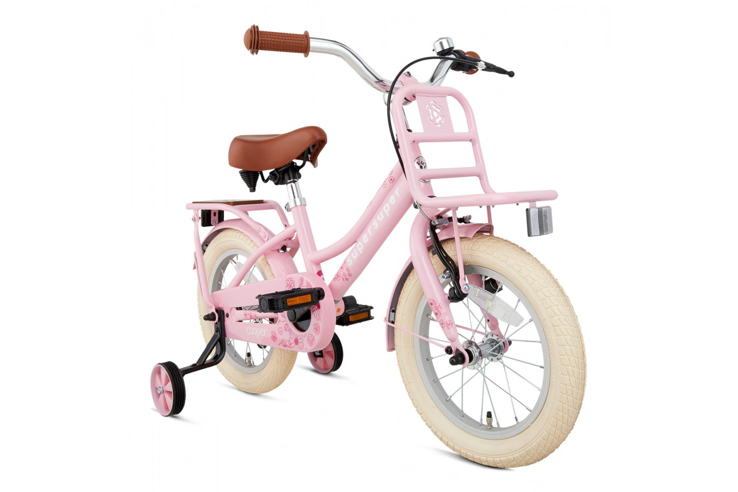 SuperSuper Cooper Bamboo Kinderfahrrad 14 Zoll Mädchen Rosa