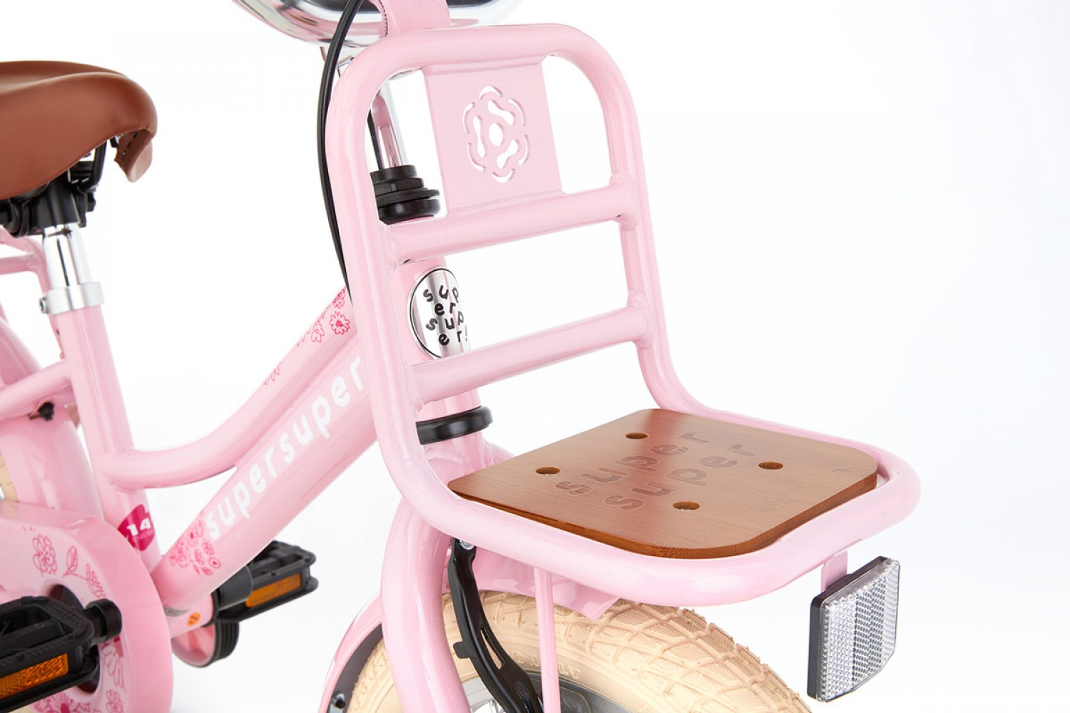 SuperSuper Cooper Bamboo Kinderfahrrad 14 Zoll Mädchen Rosa