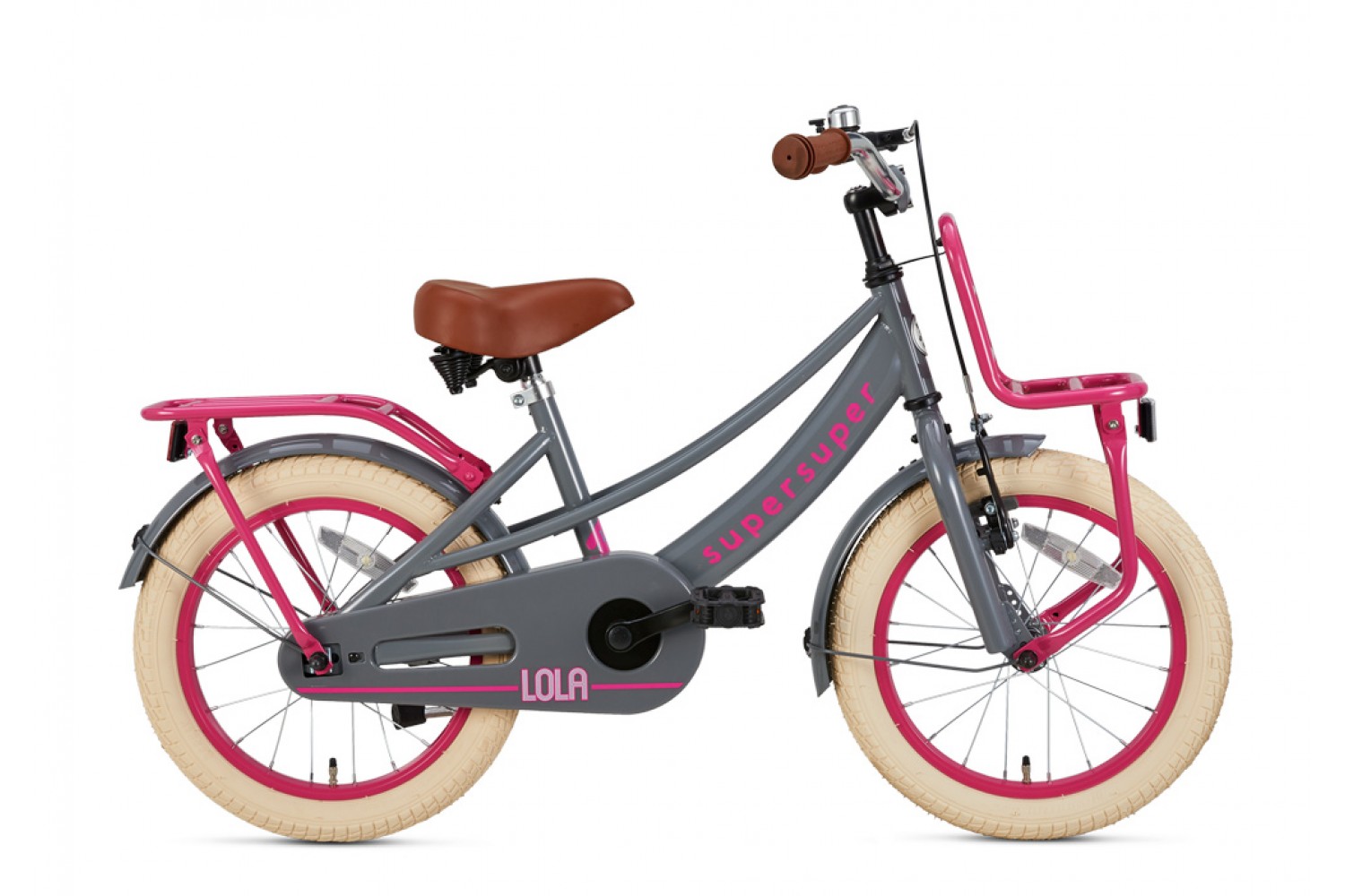 Supersuper Lola Kinderfahrrad 16 Zoll Mädchen Grau-Rosa