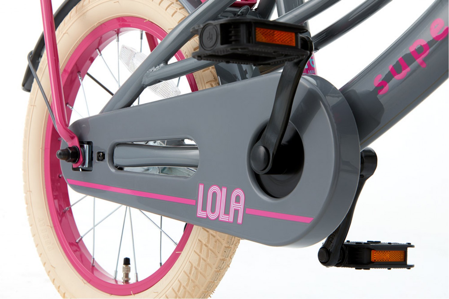 Supersuper Lola Kinderfahrrad 16 Zoll Mädchen Grau-Rosa