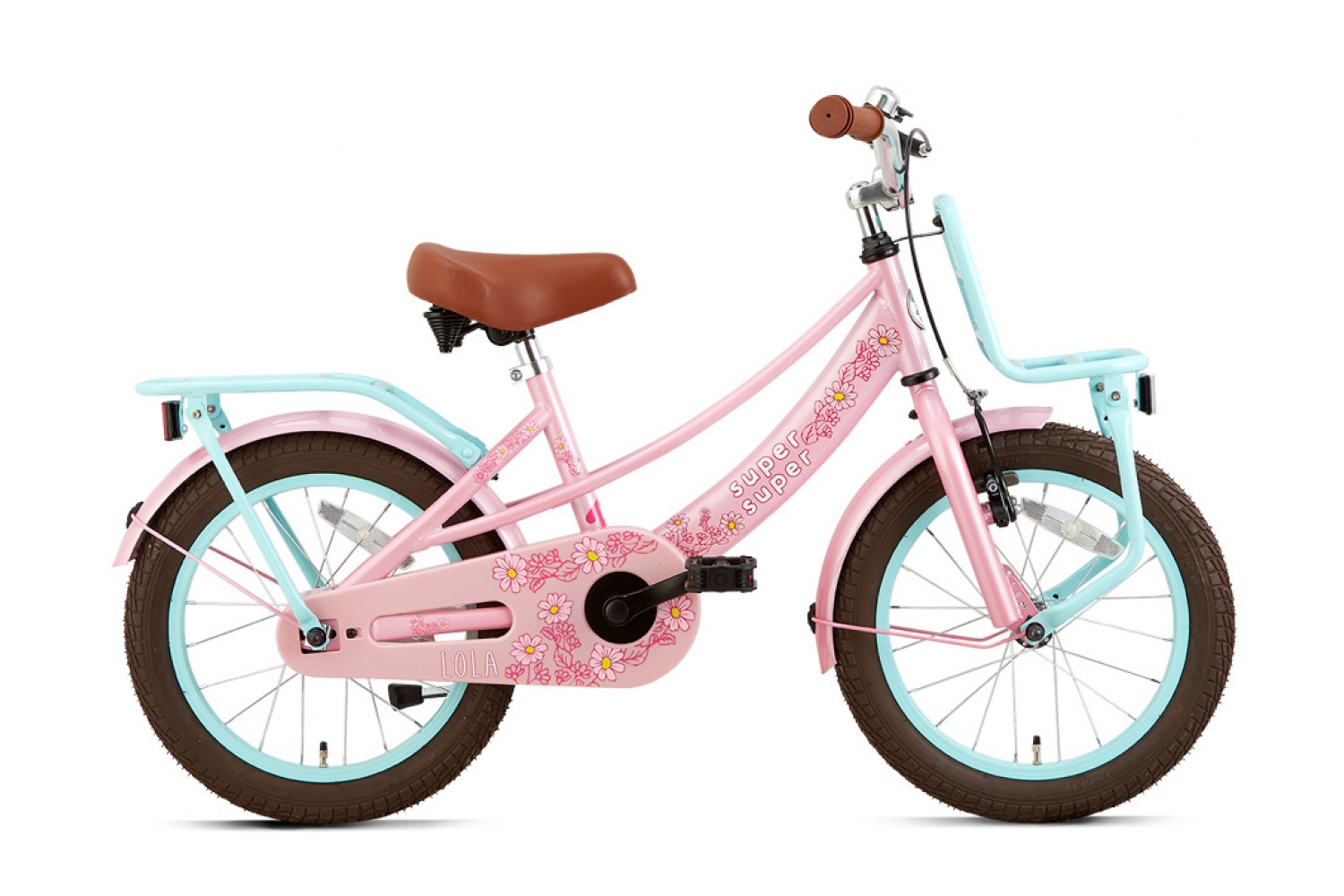 Supersuper Lola Kinderfahrrad 16 Zoll Mädchen Rosa-Türkis