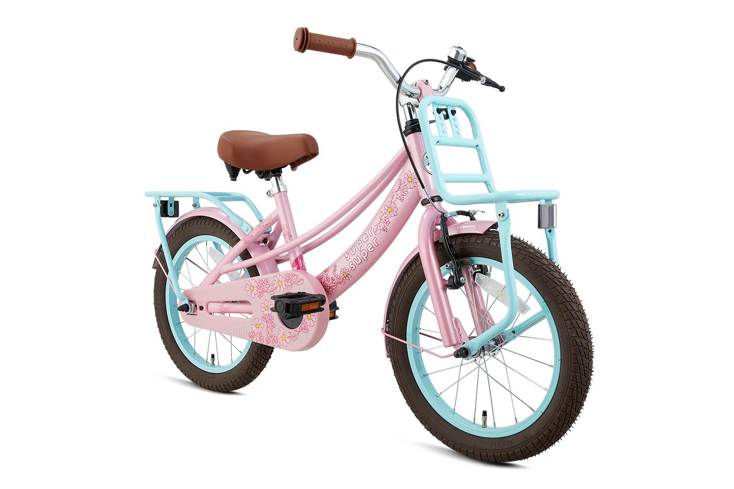 Supersuper Lola Kinderfahrrad 16 Zoll Mädchen Rosa-Türkis