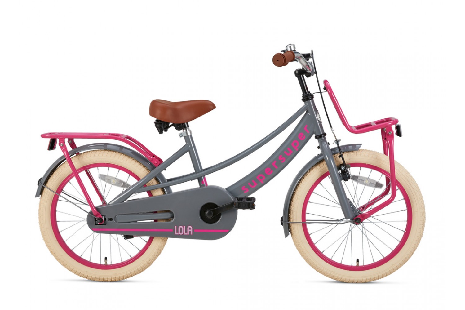 Supersuper Lola Kinderfahrrad 18 Zoll Mädchen Grau-Rosa