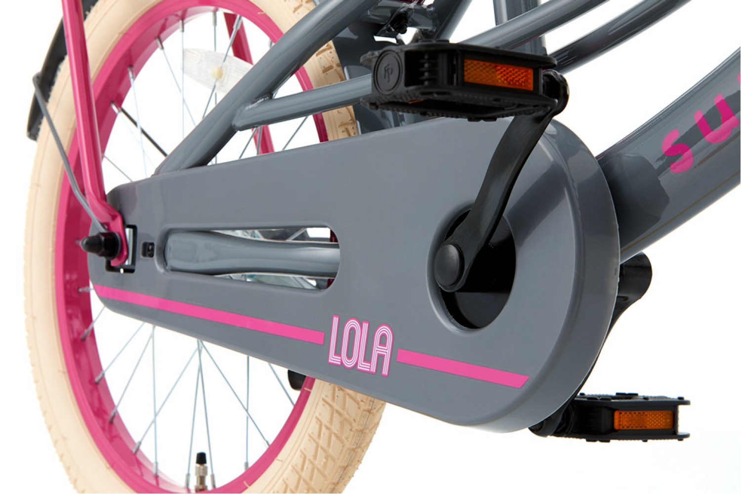 Supersuper Lola Kinderfahrrad 18 Zoll Mädchen Grau-Rosa