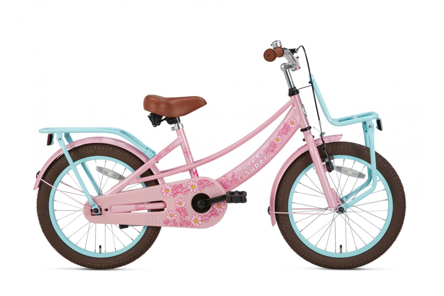 Supersuper Lola Kinderfahrrad 18 Zoll Mädchen Rosa-Türkis