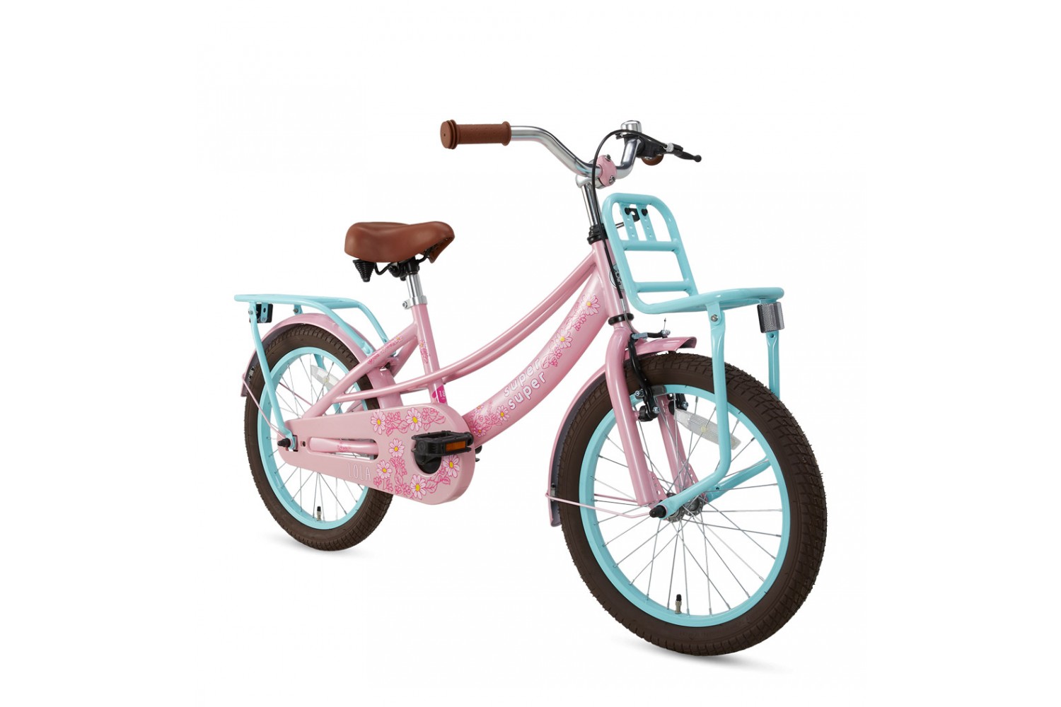 Supersuper Lola Kinderfahrrad 18 Zoll Mädchen Rosa-Türkis