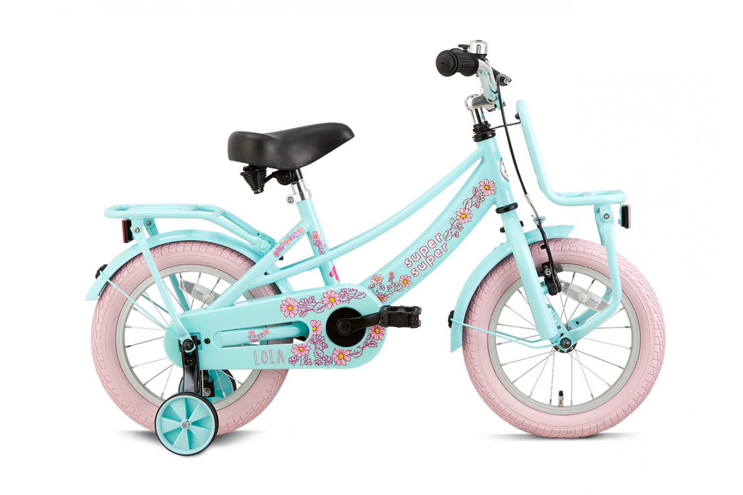 Supersuper Lola Kinderfahrrad 14 Zoll Mädchen Mint-Rosa