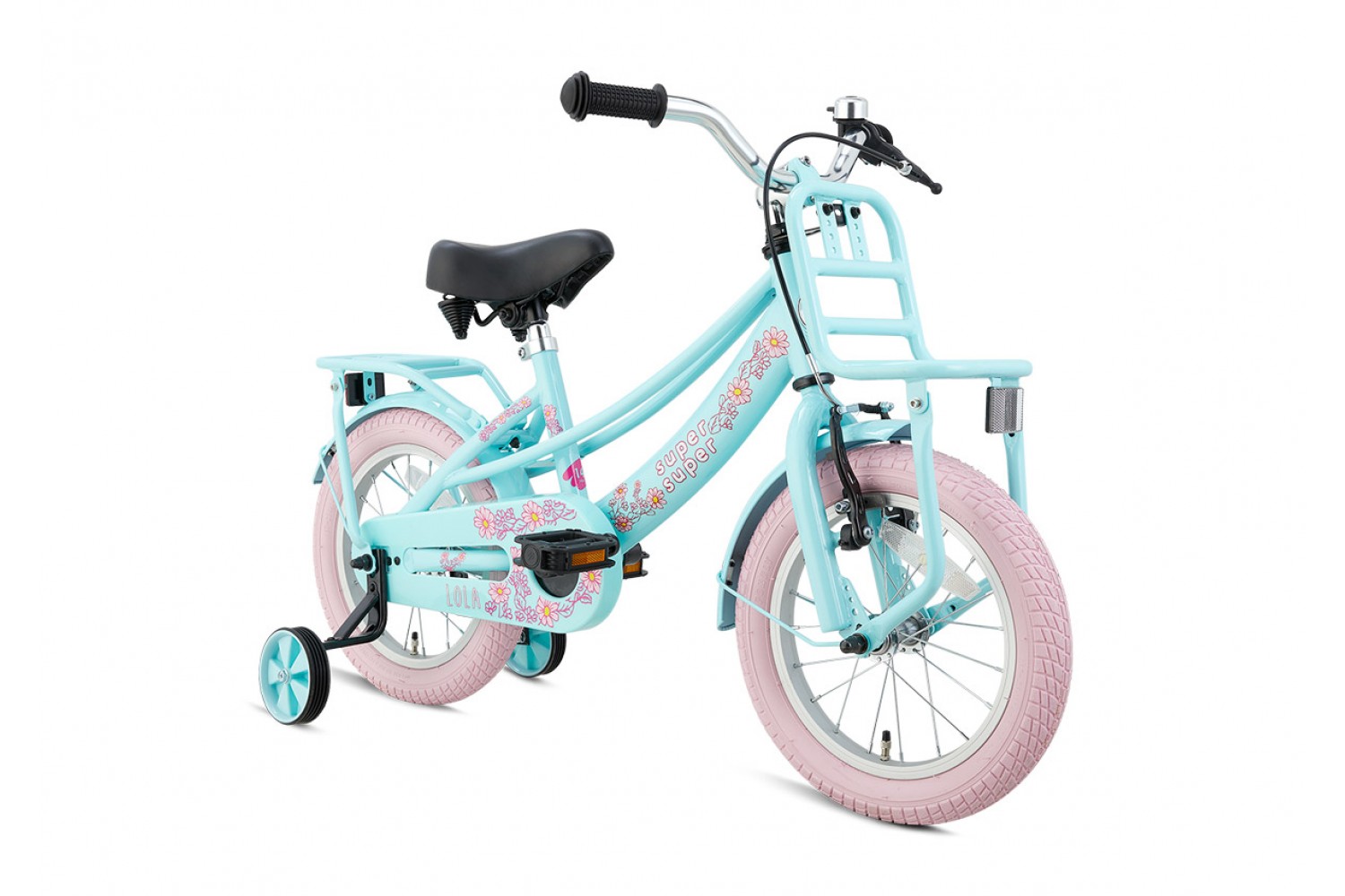 Supersuper Lola Kinderfahrrad 14 Zoll Mädchen Mint-Rosa