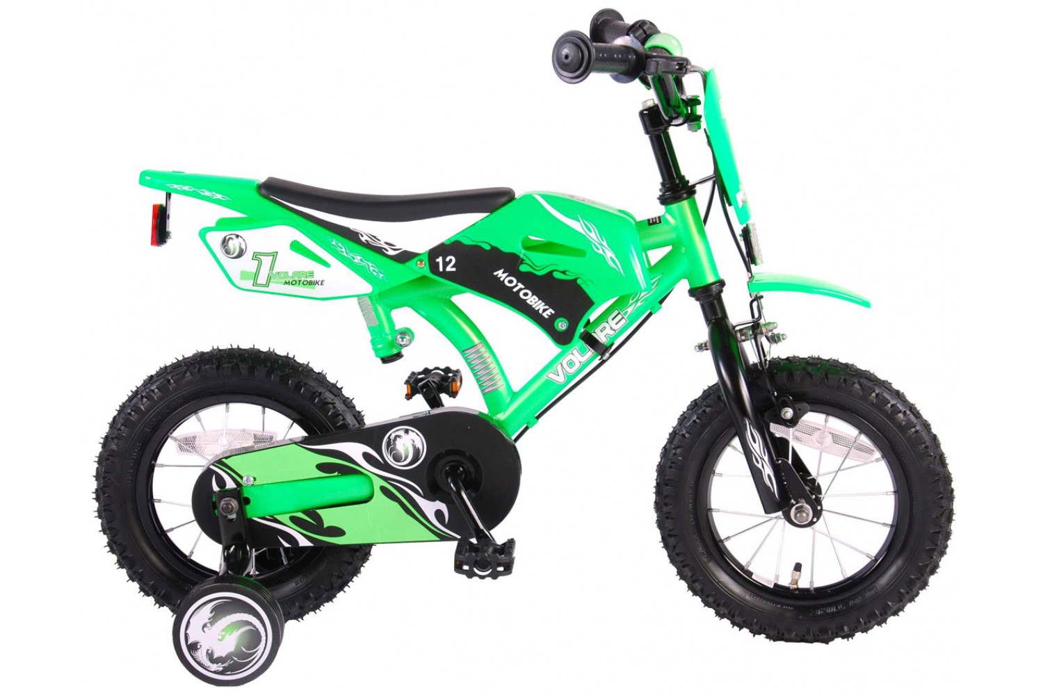 Volare Motobike Kinderfahrrad 12 Zoll Jungen Grün | 2 Handbremsen