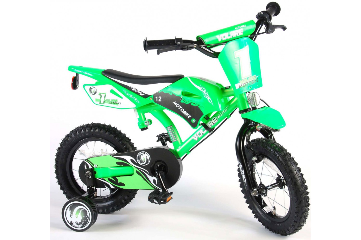 Volare Motobike Kinderfahrrad 12 Zoll Jungen Grün | 2 Handbremsen