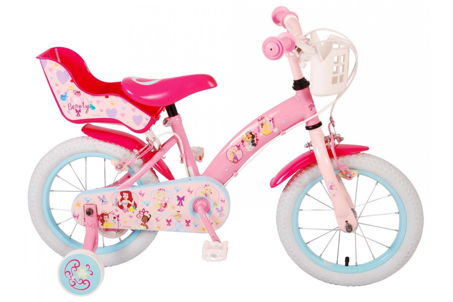 Disney Princess Kinderfahrrad 14 Zoll Mädchen Rosa | 2 Handbremsen