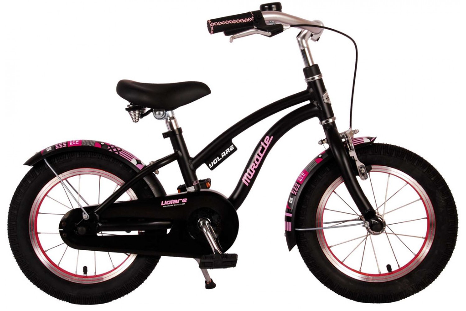 Volare Miracle Cruiser Kinderfahrrad 14 Zoll Mädchen Matt Schwarz