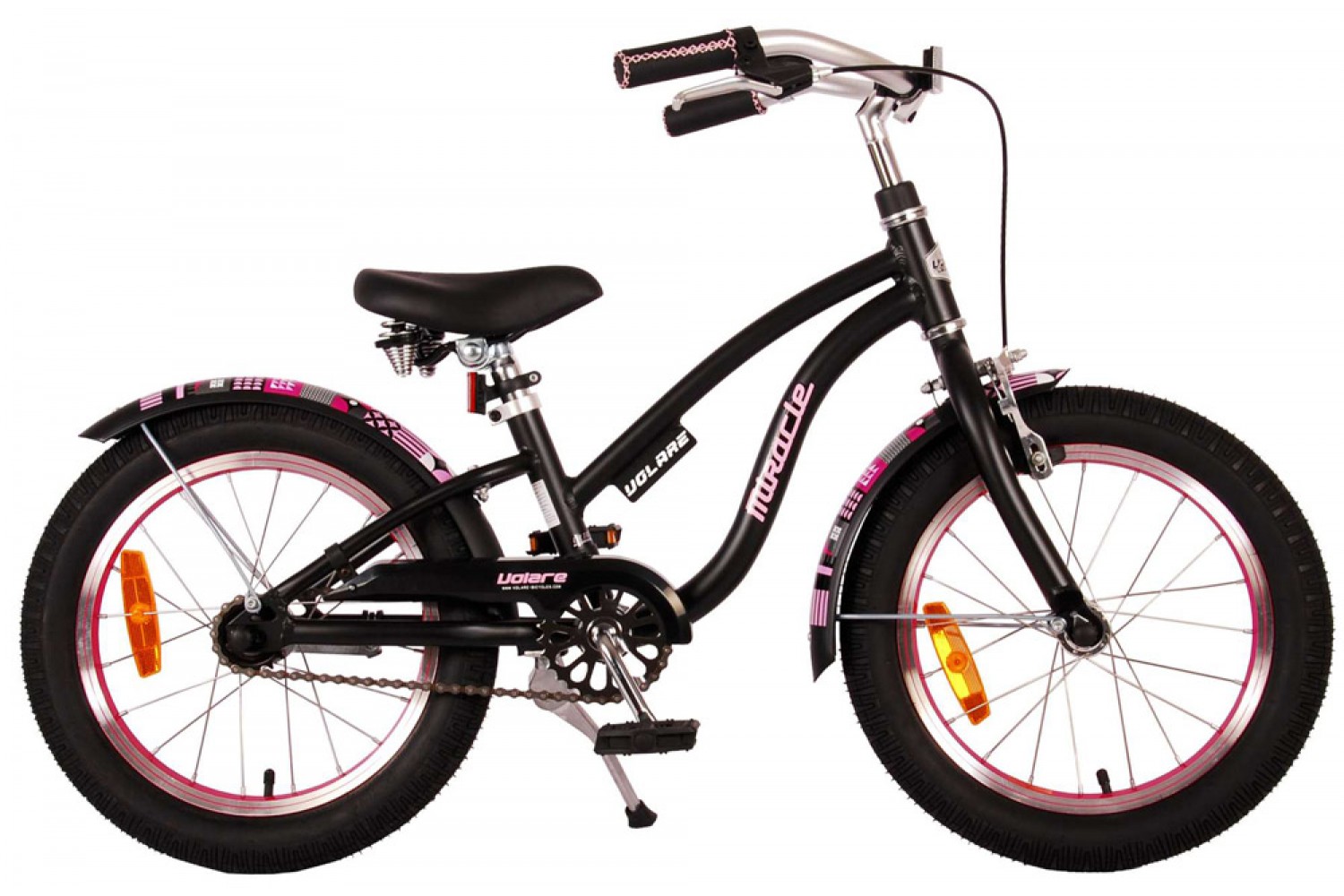 Volare Miracle Cruiser Kinderfahrrad 16 Zoll Mädchen Matt Schwarz